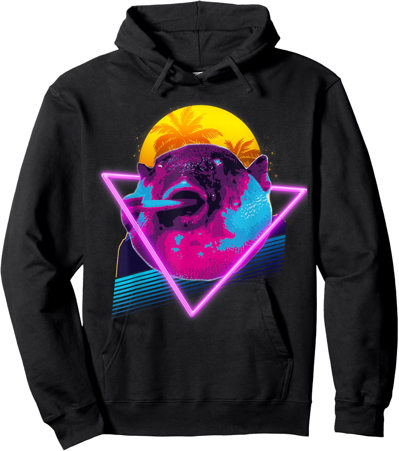 Pufferfish Eating a Carrot Meme Blowfish Retro Vaporwave Hoodie - Hoodie | Black