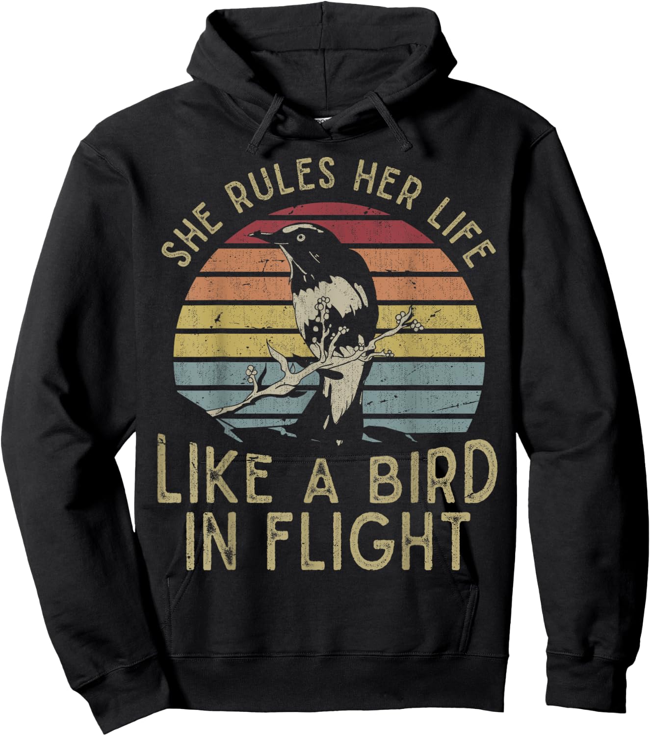 Motivational Quote She Rules Her Life Like A Bird In Flight Hoodie - Hoodie | Black