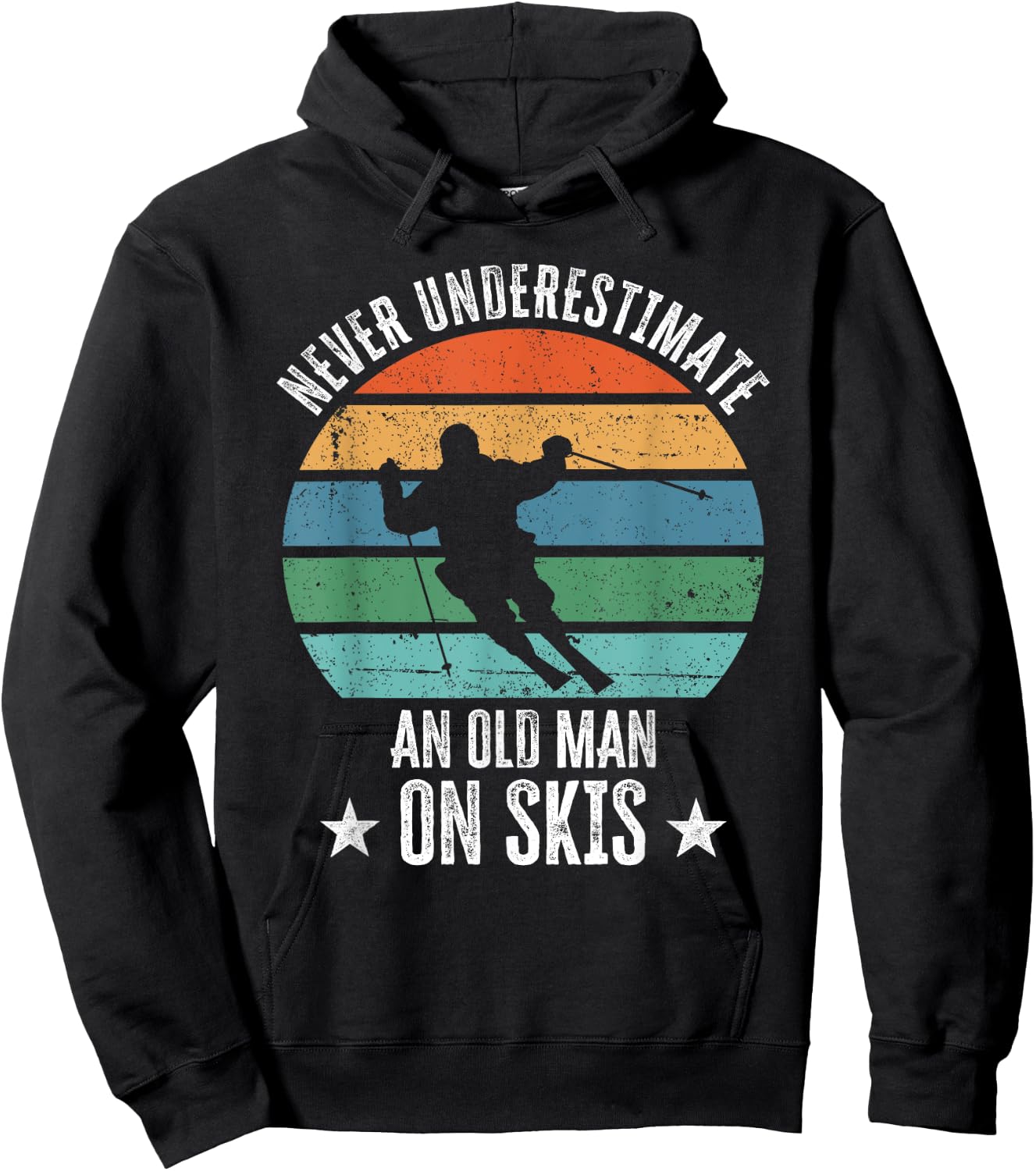 Never Underestimate An Old Man On Skis Funny Skier Gift Hoodie - Hoodie | Black
