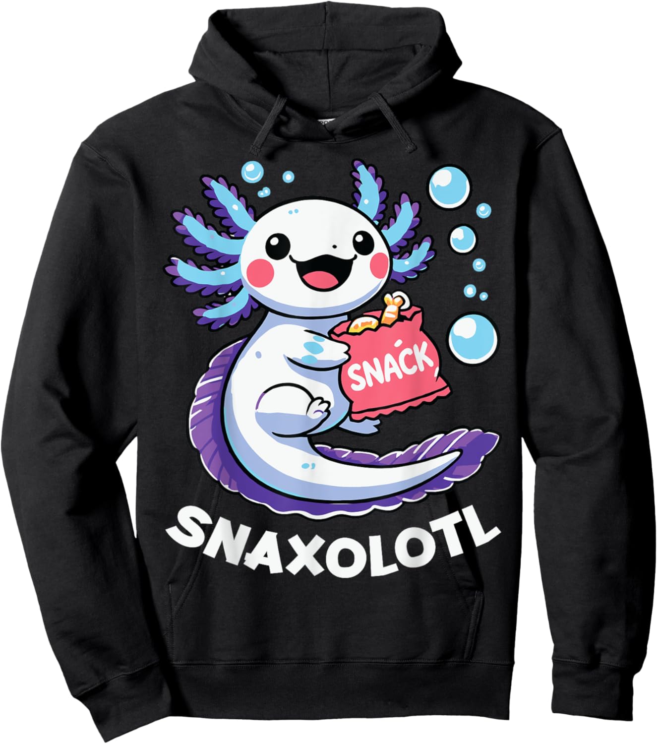 Snaxolotl Axolotl Kawaii Anime Funny Women Men Kids Snacks Hoodie - Hoodie | Black