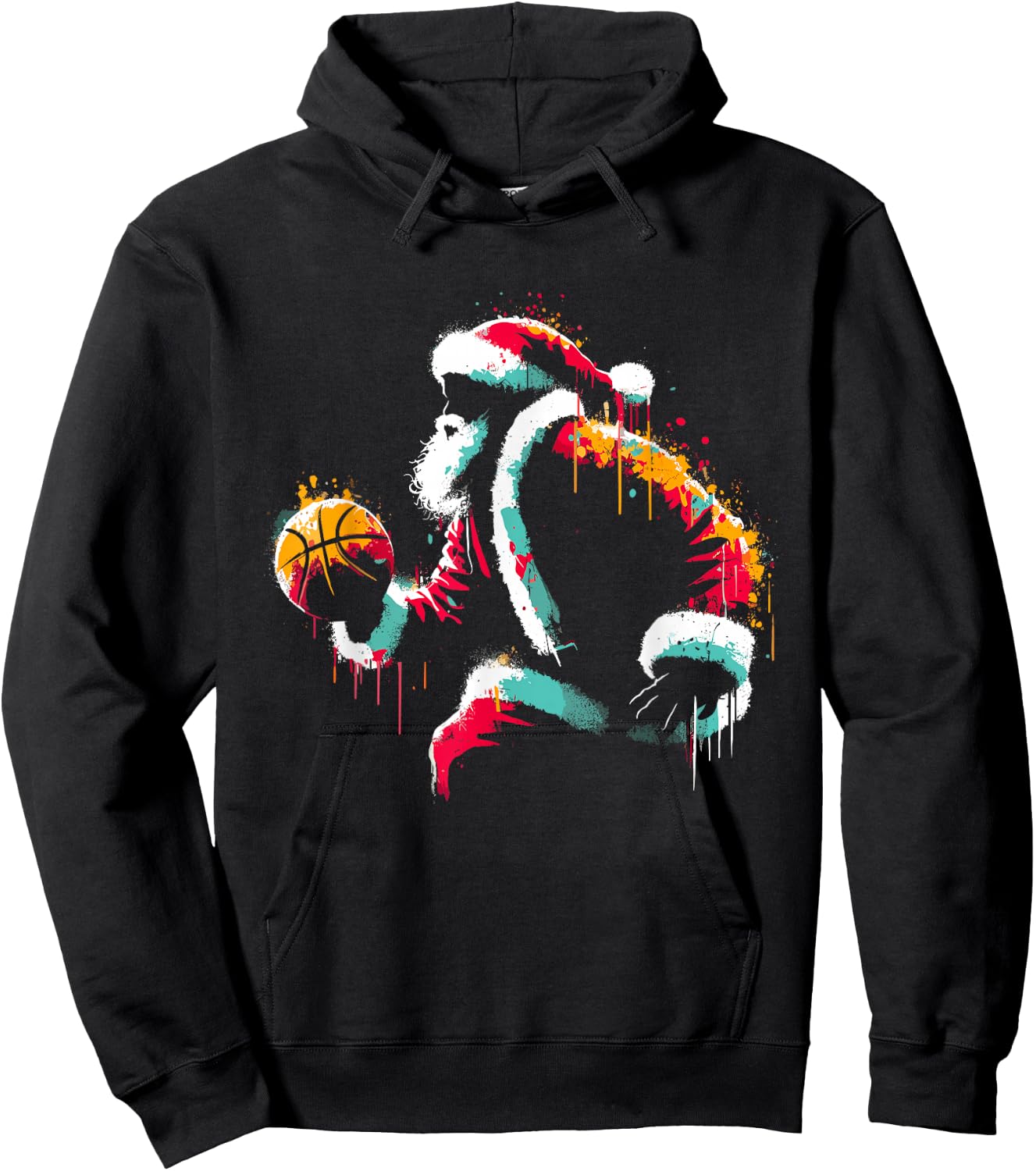 Santa Claus Basketball - Vintage Christmas Costume Lover Hoodie - Hoodie | Black