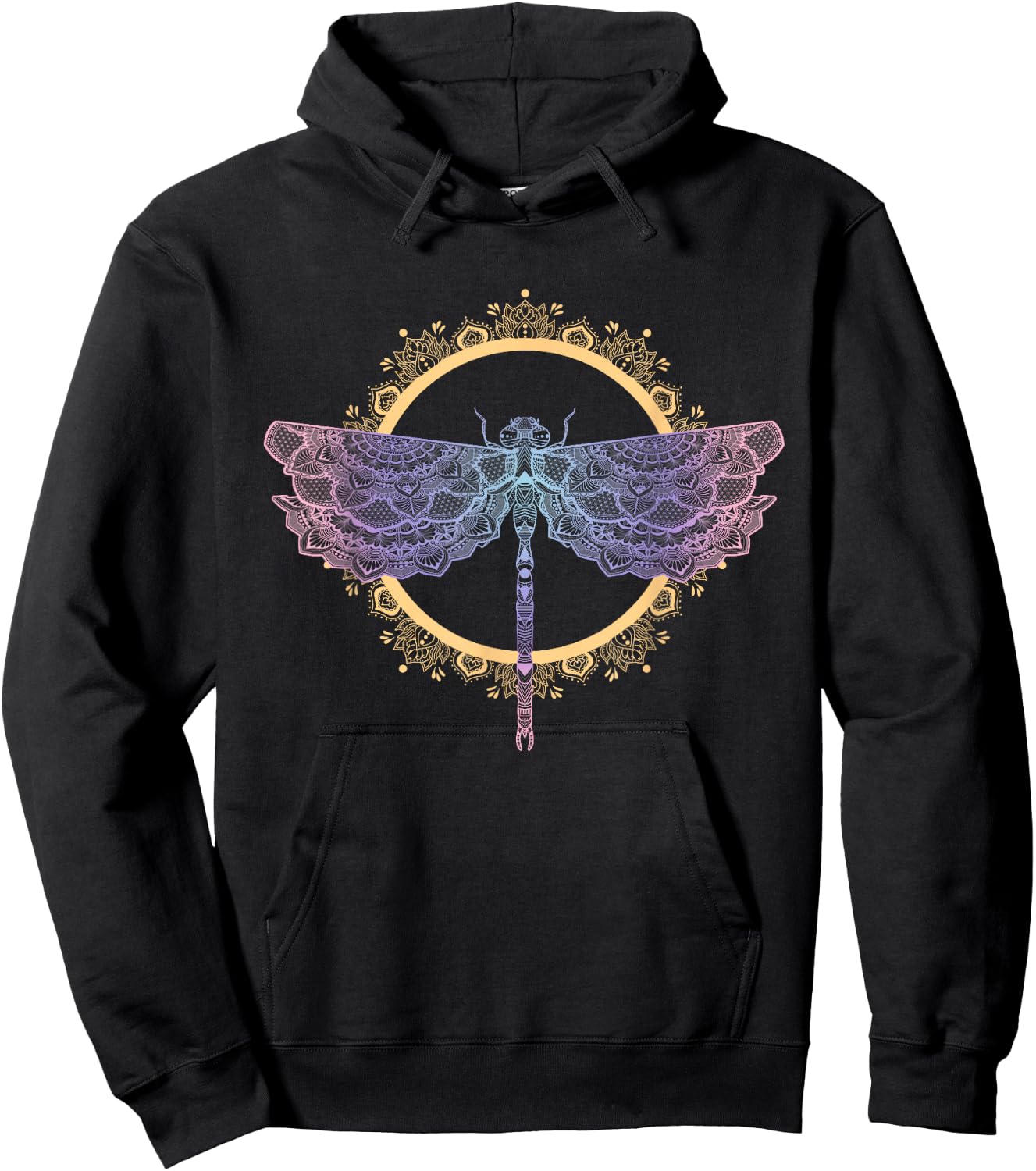 Meditation Mandala Dragonfly Esoteric Yoga Design Hoodie - Hoodie | Black