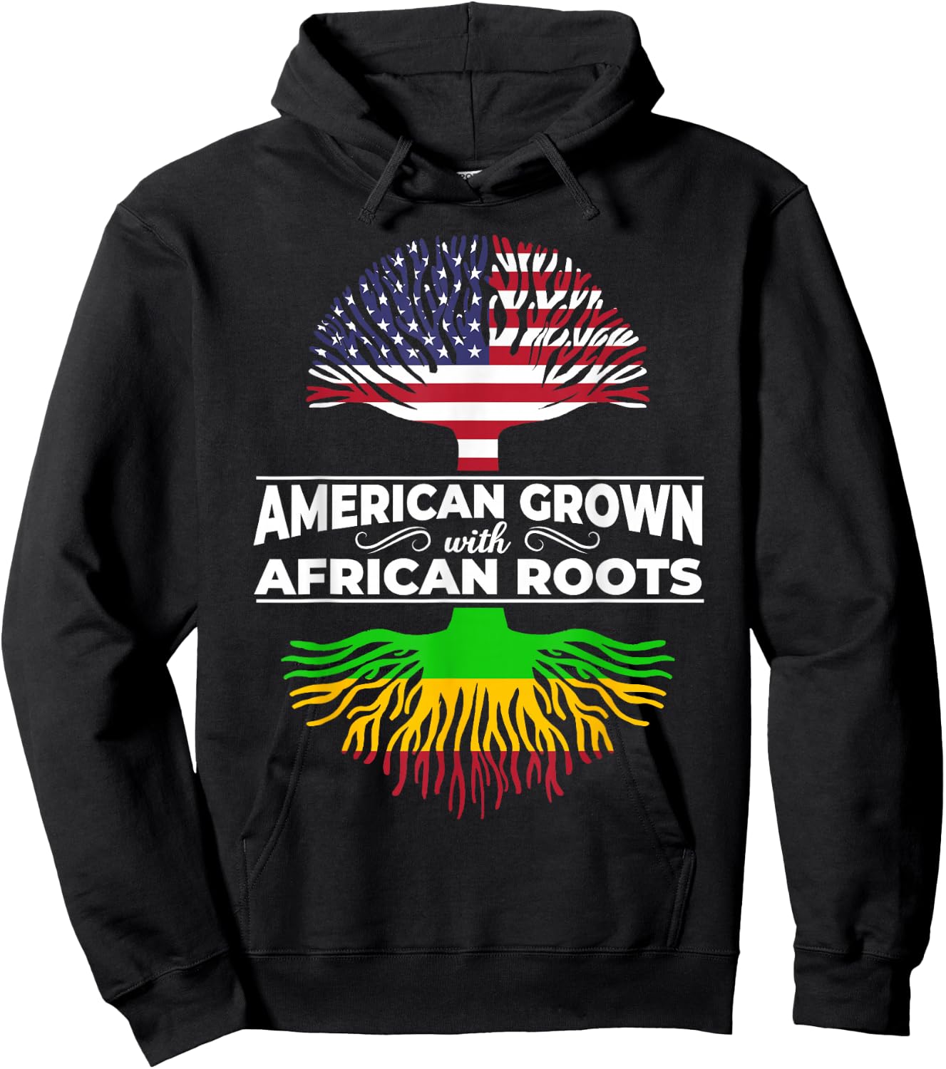 American Grown African Roots USA Flag Black History Month Hoodie - Hoodie | Black