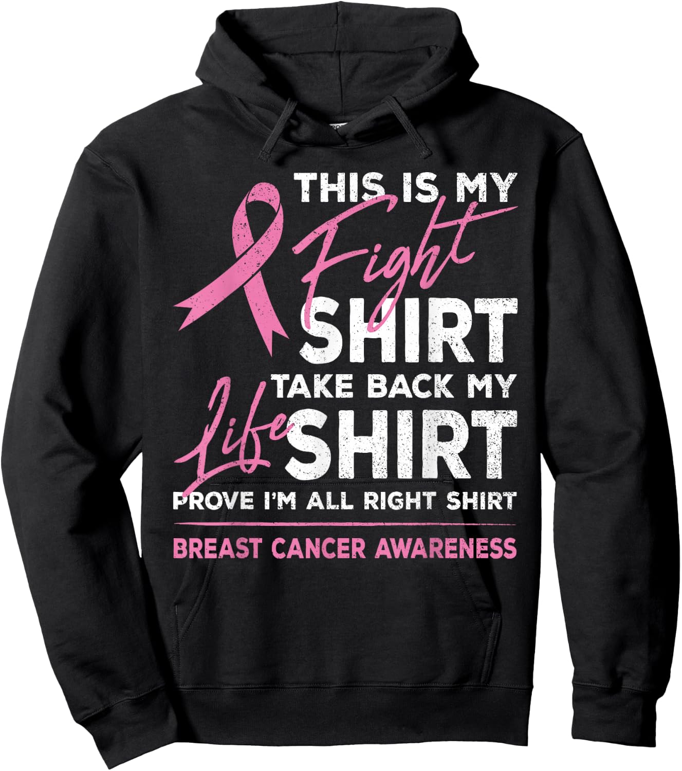 This Is My Fight Shirt Breast Cancer Awareness Pink Ribbon Hoodie - Hoodie | Black