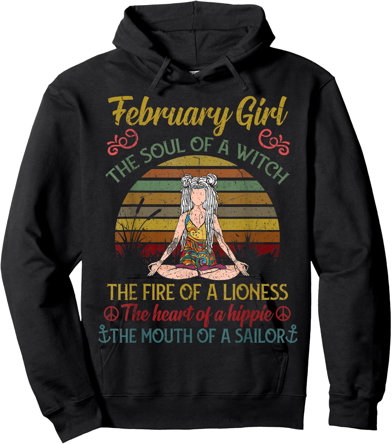 February Girl The Soul of A Witch Vintage February Birthday Hoodie - Hoodie | Black