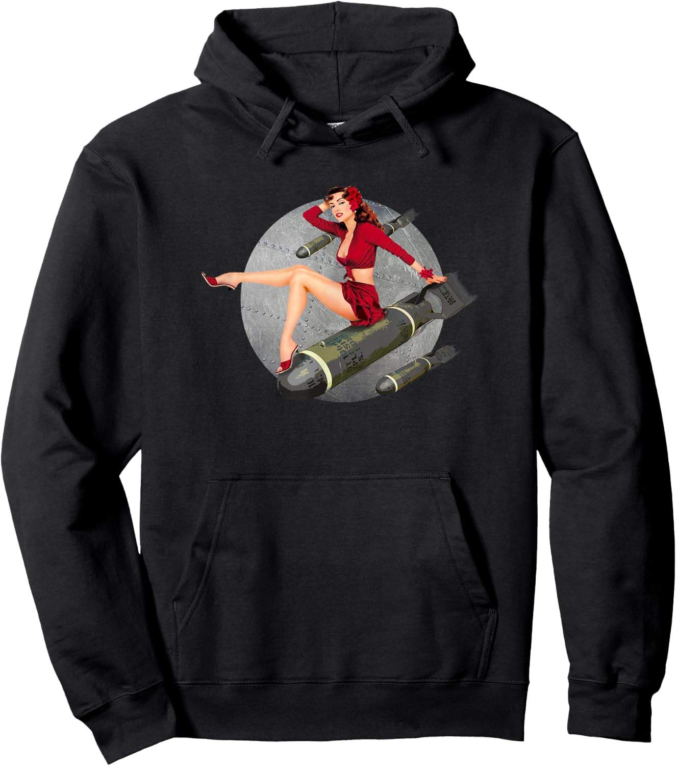 WW2 Retro Pin Up Girl Bombs Away Hoodie - Hoodie | Black