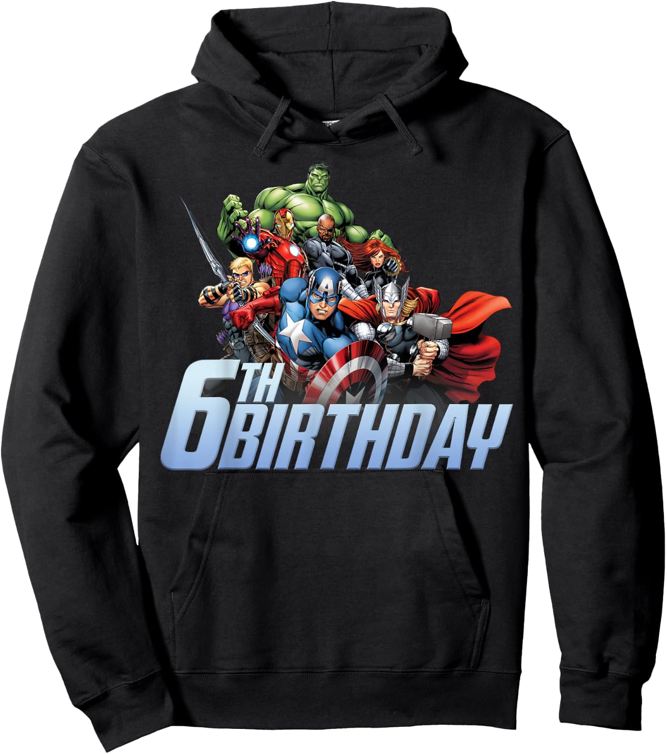 Marvel Avengers Action Shot 6th Birthday Hoodie - Hoodie | Black