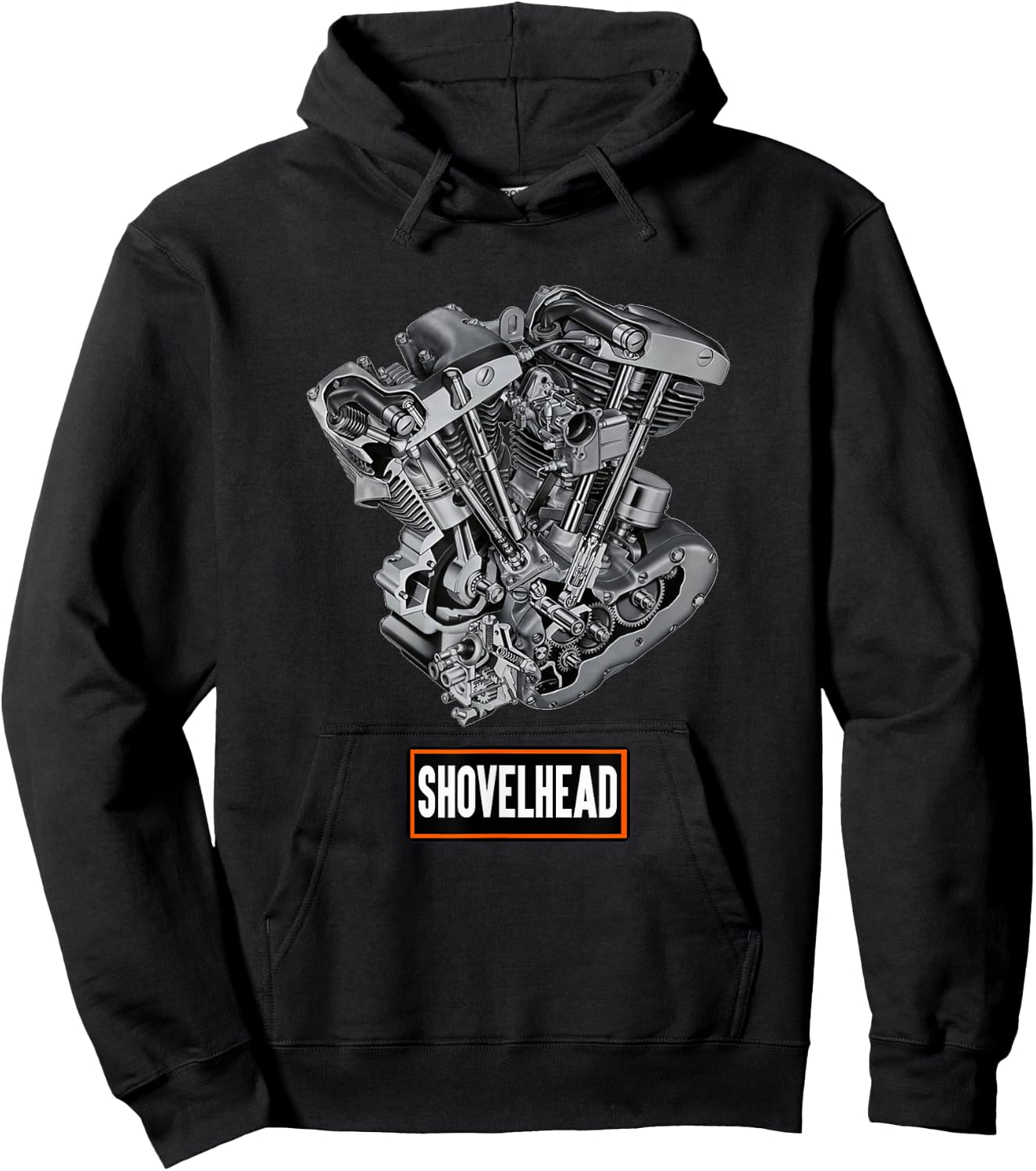 Vintage HD Motorcycle VTwin ShovelHead Engine Classic Biker Hoodie - Hoodie | Black