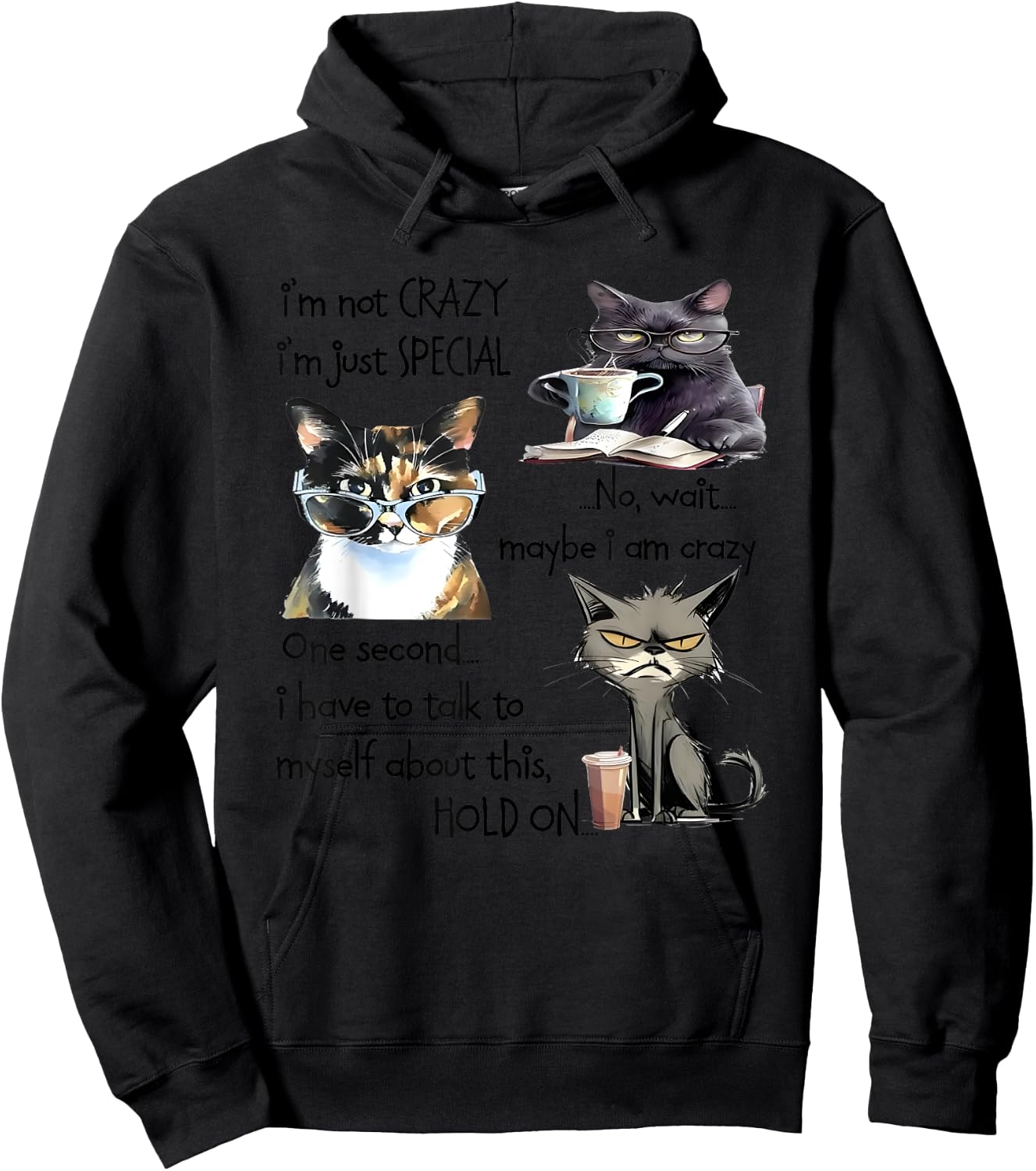 Cat I’m Not Crazy I’m Just Special No Wait Maybe I Am Crazy Women Hoodie - Hoodie | Black