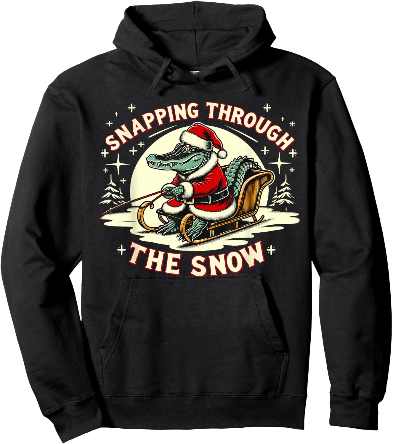 Alligator Snapping Through The Snow, Gator Hunting Christmas Hoodie - Hoodie | Black