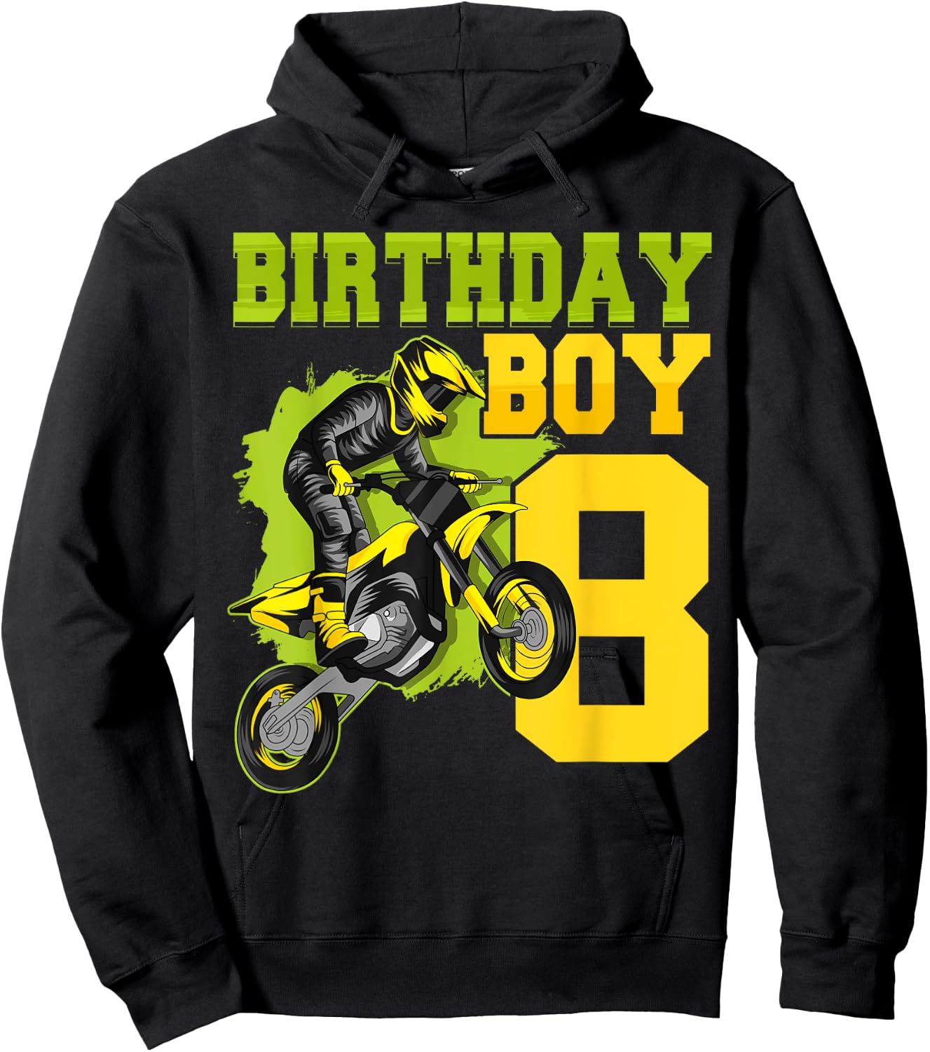 Motocross MX 8th Gift 8 Year Old Dirt Bike Birthday Party Hoodie - Hoodie | Black