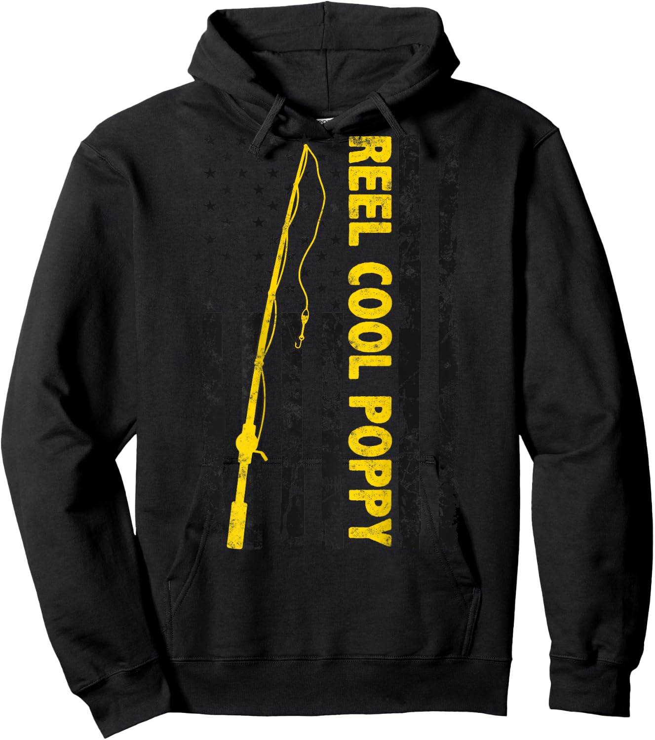Reel cool Poppy Fishing American Flag gift Fisherman Poppy Hoodie - Hoodie | Black