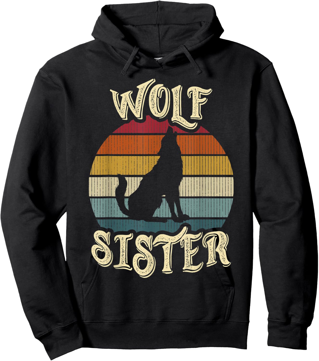 Wolf Sister Wolves Lover Vintage Funny Cute Pet Hoodie - Hoodie | Black