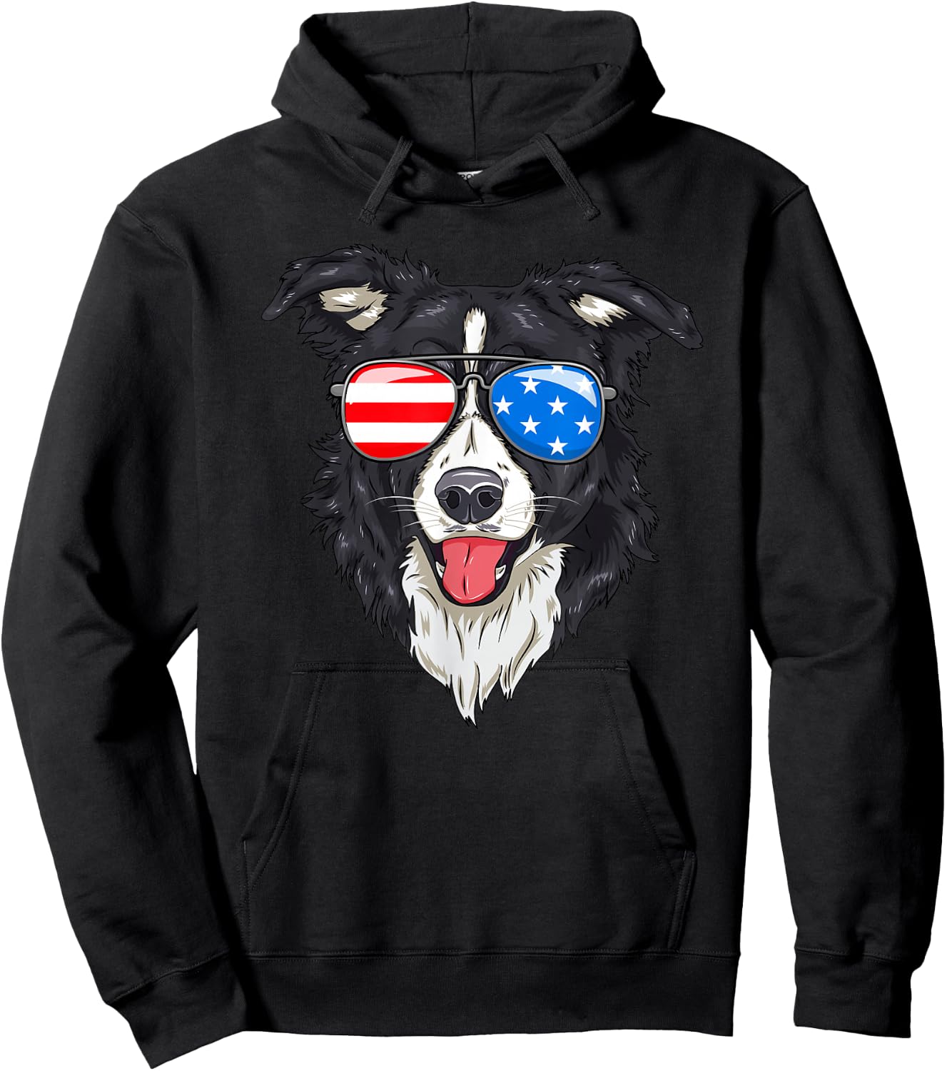 Border Collie Lover Patriotic Dog 4th of July American Gift Hoodie - Hoodie | Black
