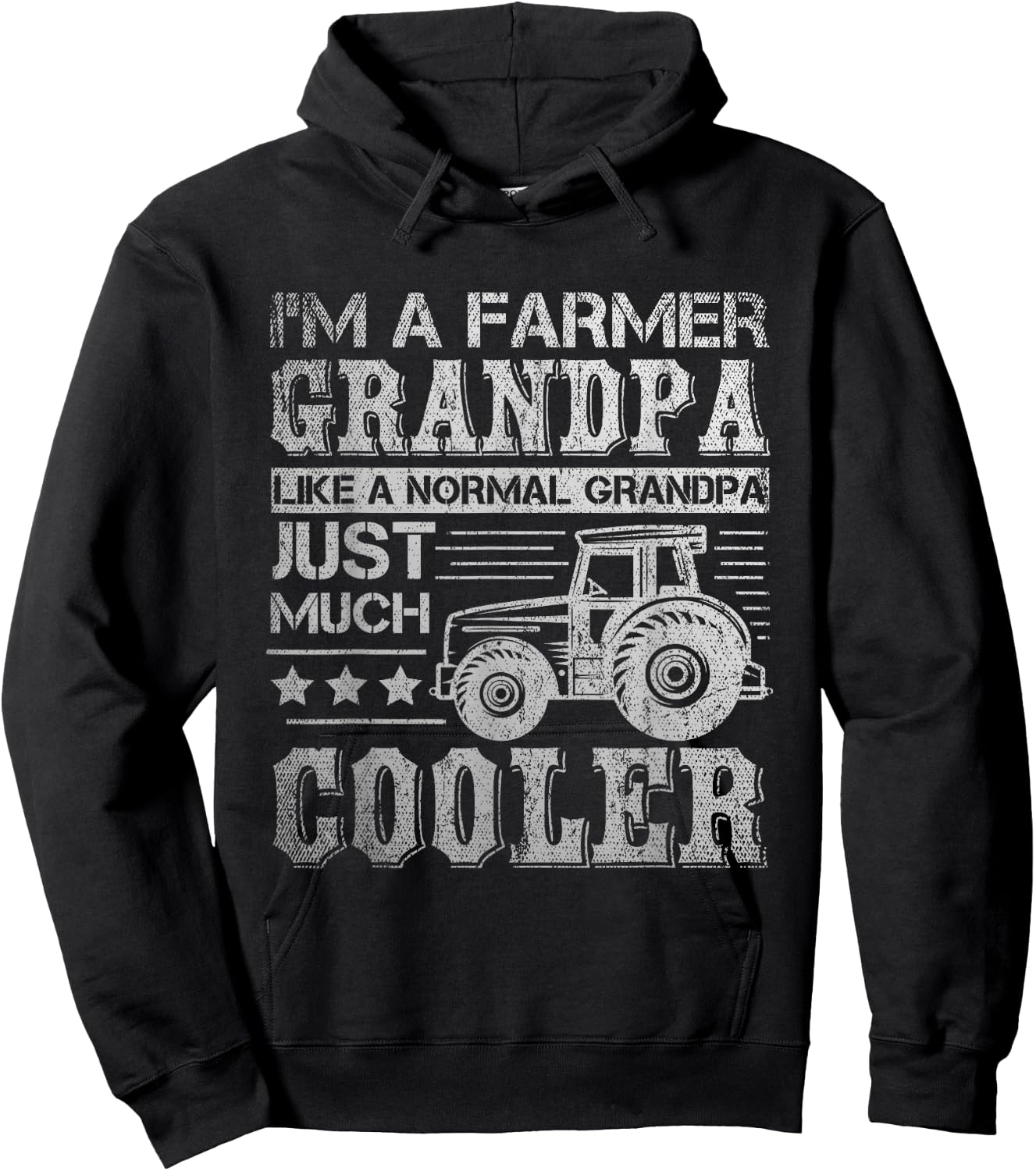 Fathers Day Gift Grandpa Tractor Farmer Hoodie - Hoodie | Black