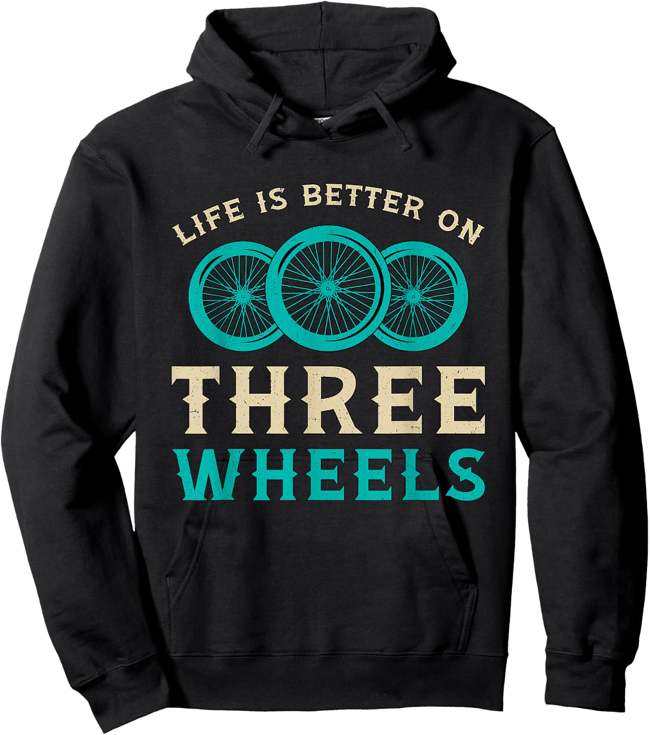Life Is Better On Three Wheels Vintage Retro Bike Tricycle Hoodie - Hoodie | Black