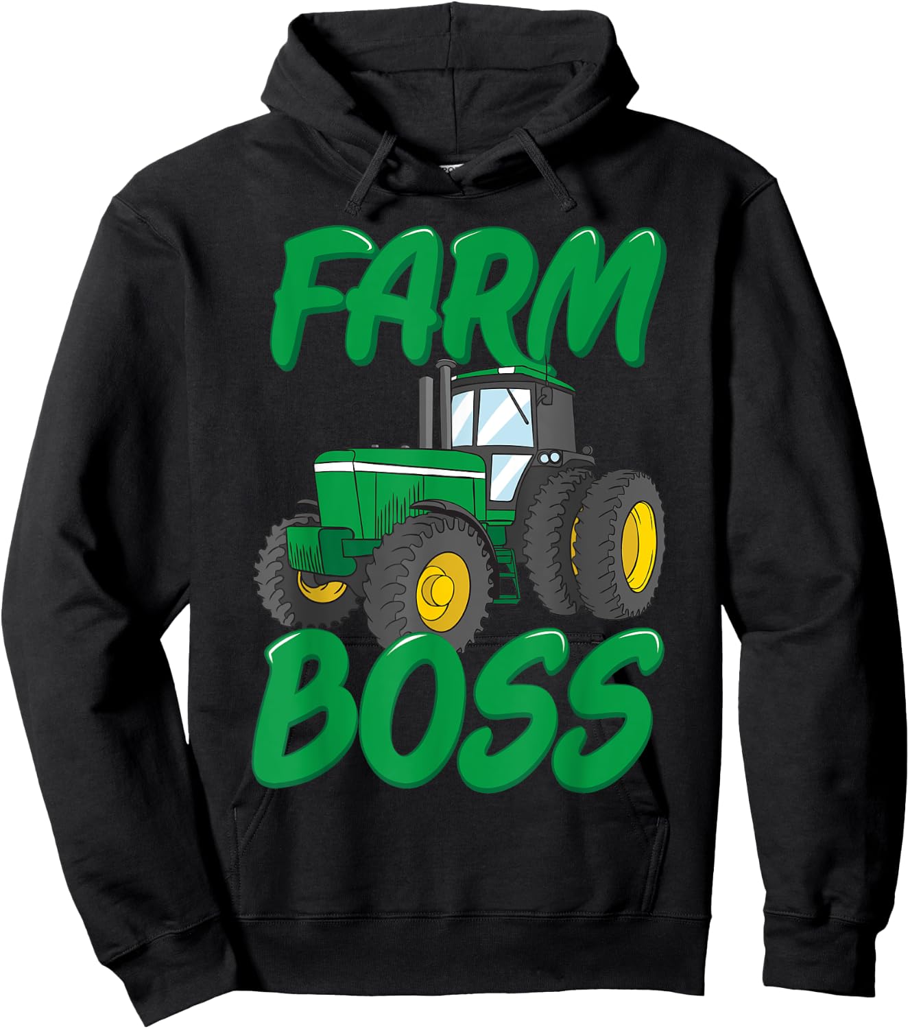 Farm Boss Funny Farmer Tractor Harvester Gift Kids Boys Hoodie - Hoodie | Black