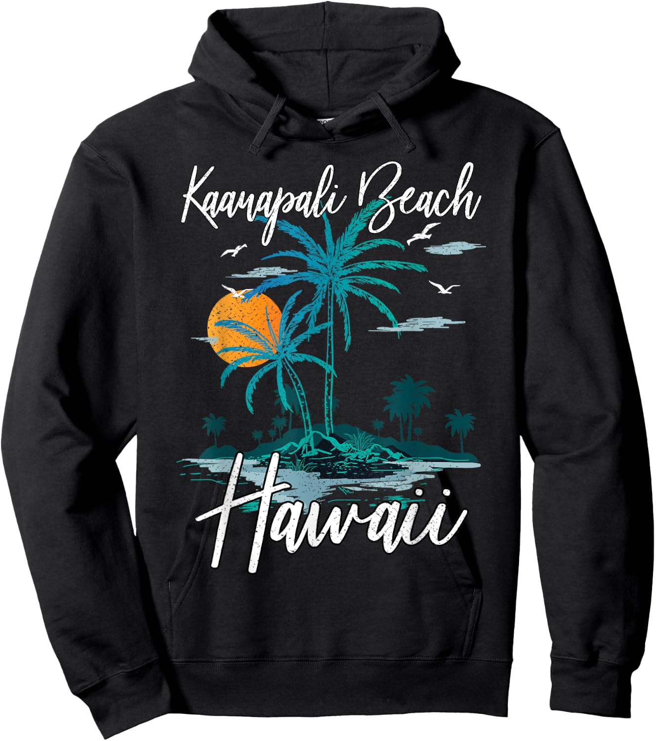 Family Vacation Retro Sunset Hawaii Kaanapali Beach Hoodie - Hoodie | Black