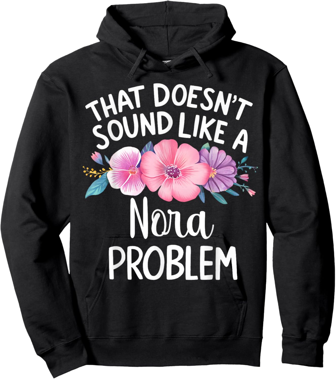 NORA Personalized Cute Flower Girls NORA Name Hoodie - Hoodie | Black