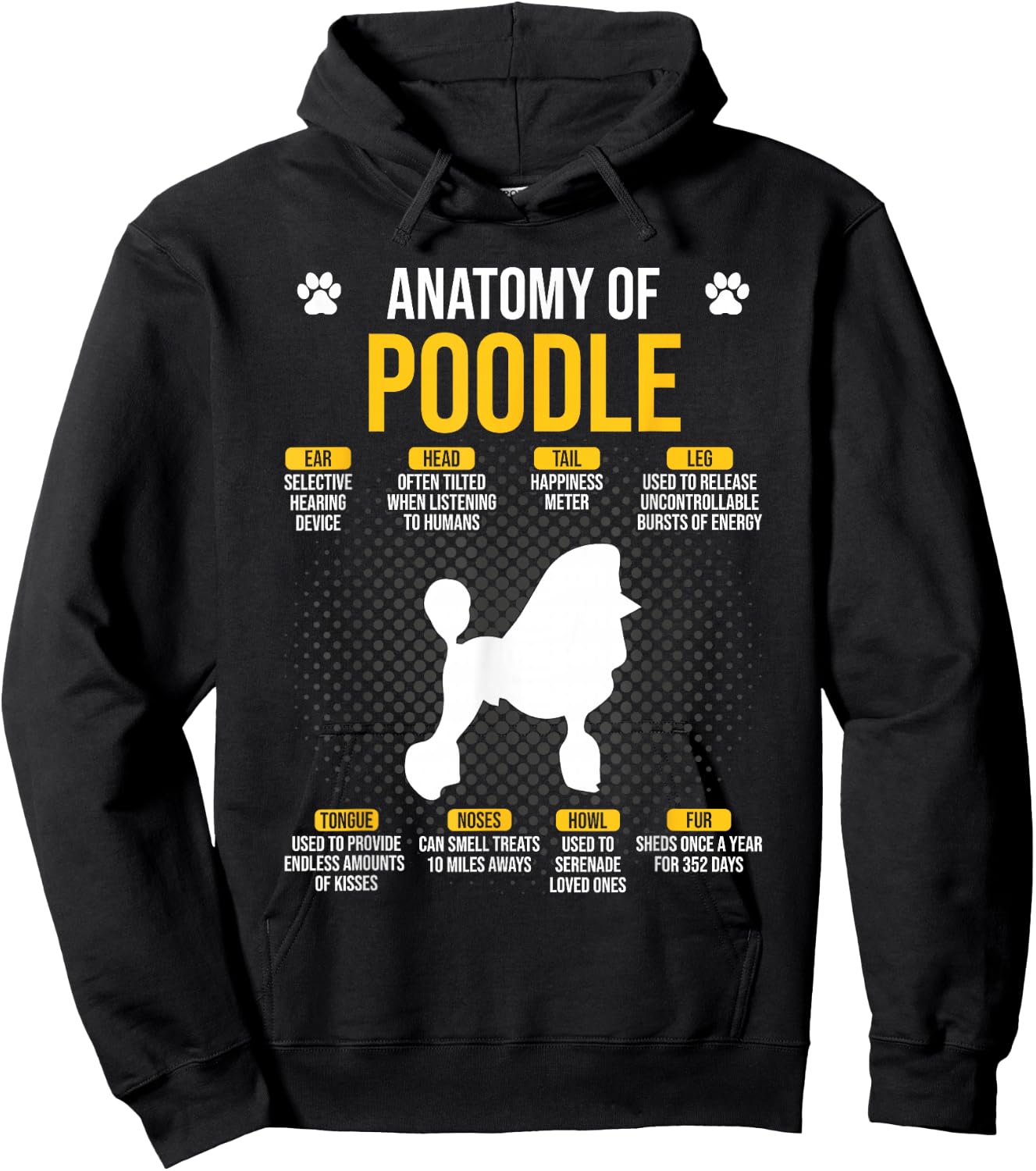 Anatomy Of Poodle Dog Lover Hoodie - Hoodie | Black