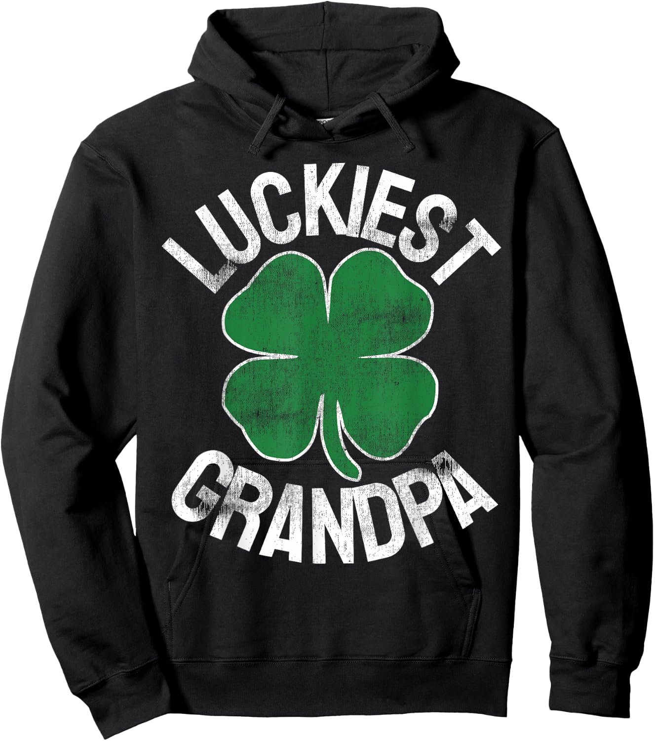 Luckiest Grandpa St Patrick's Day Shamrock Irish Men Gift Hoodie - Hoodie | Black