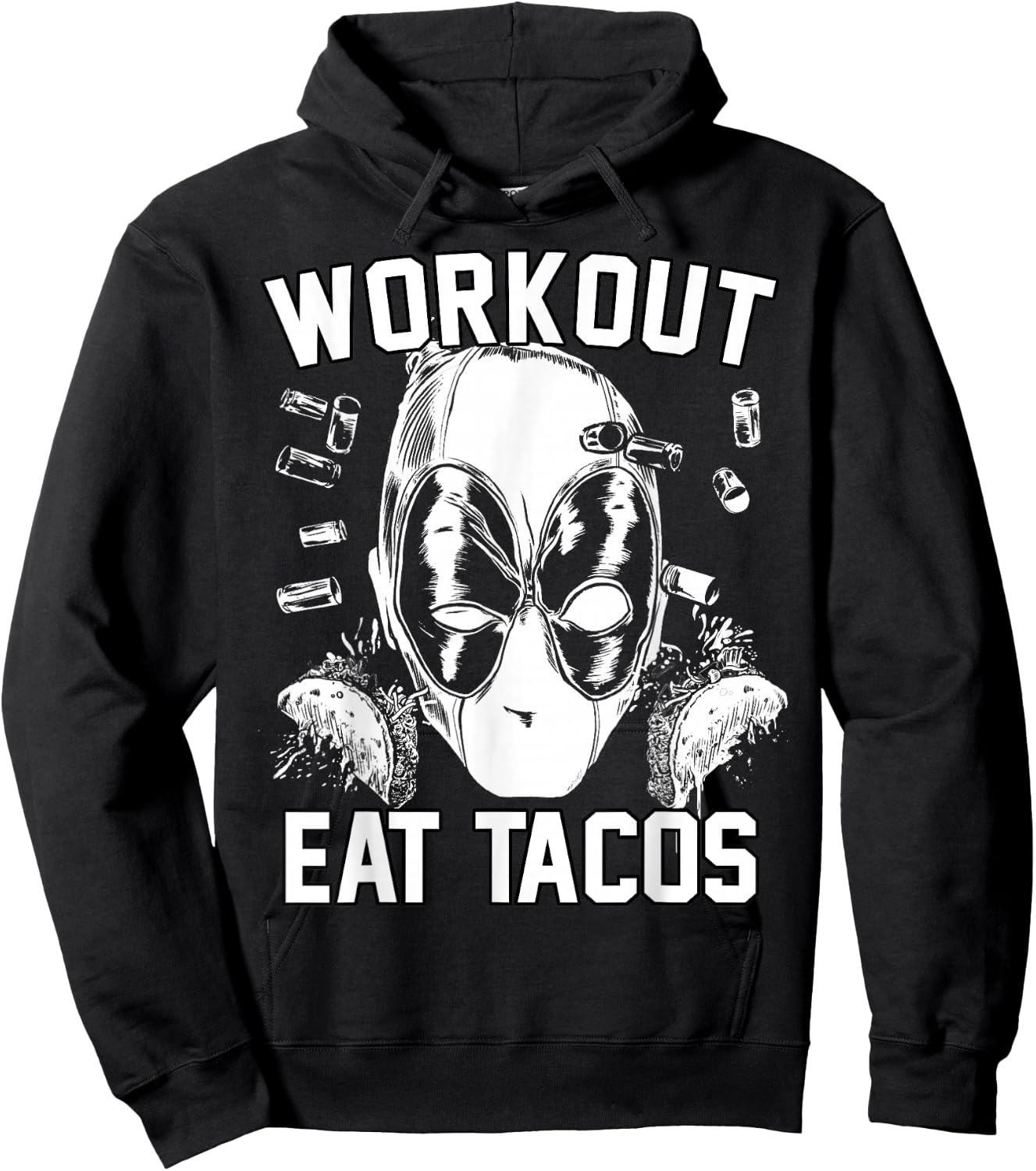 Marvel Deadpool Workout Eat Tacos Hoodie - Hoodie | Black