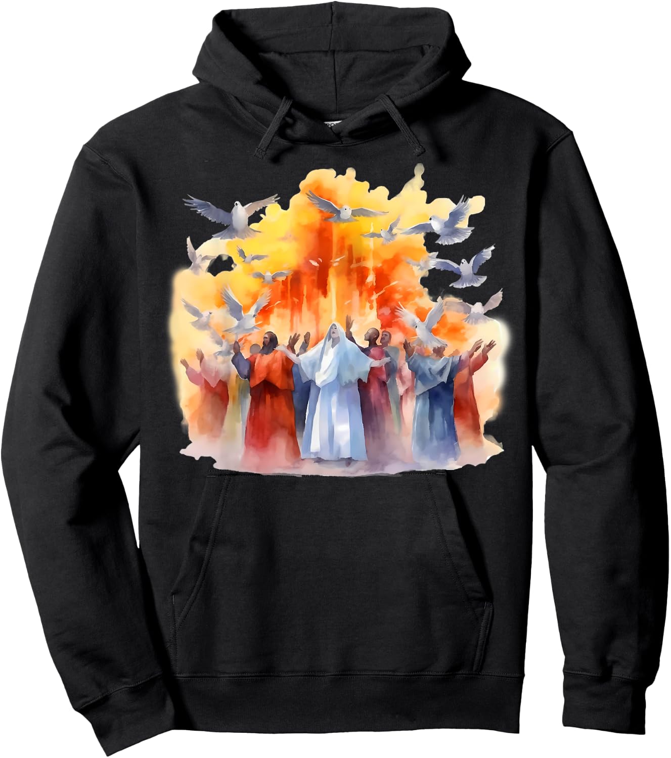 Pentecost Doves Tongues Fire Flame Holy Spirit Catholic Hoodie - Hoodie | Black