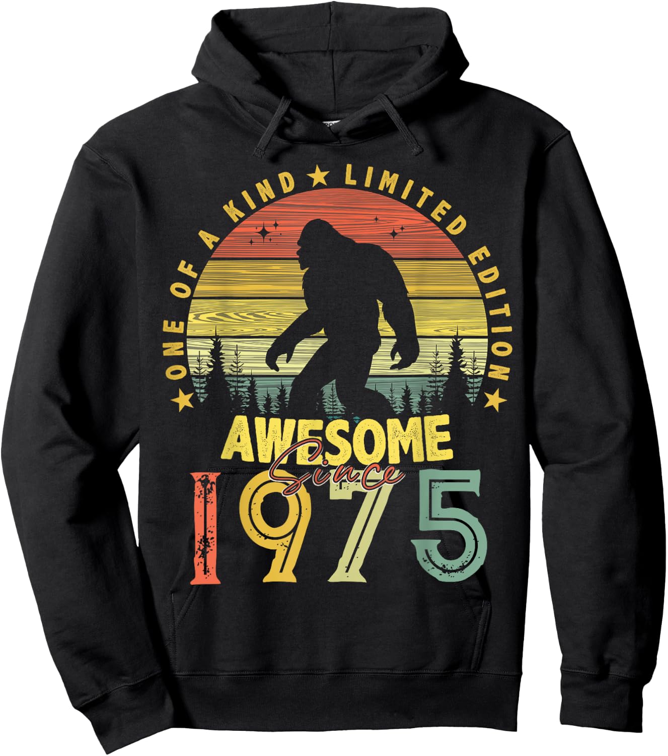 Awesome Since 1975 49th Birthday Gifts Bigfoot Born in 1975 Hoodie - Hoodie | Black