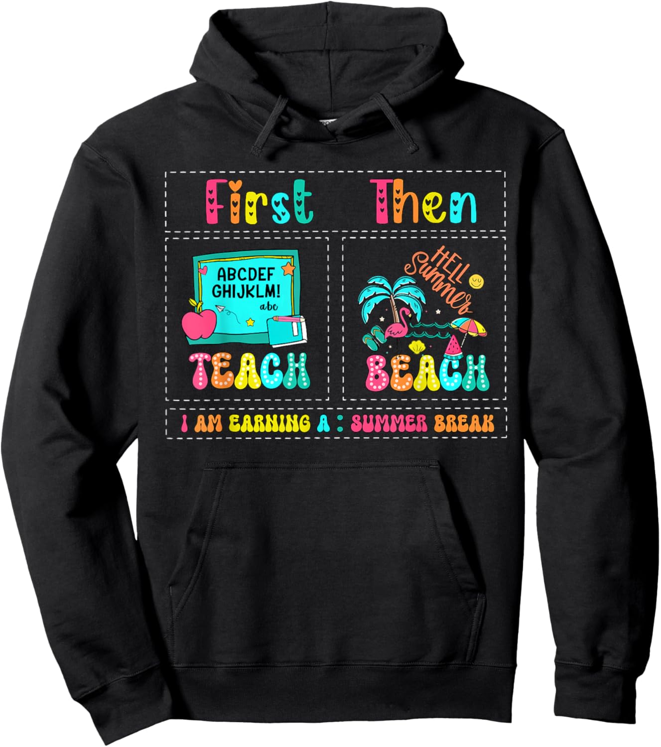First Teach Then Beach Summer Break Vacation Hawaii Teacher Hoodie - Hoodie | Black