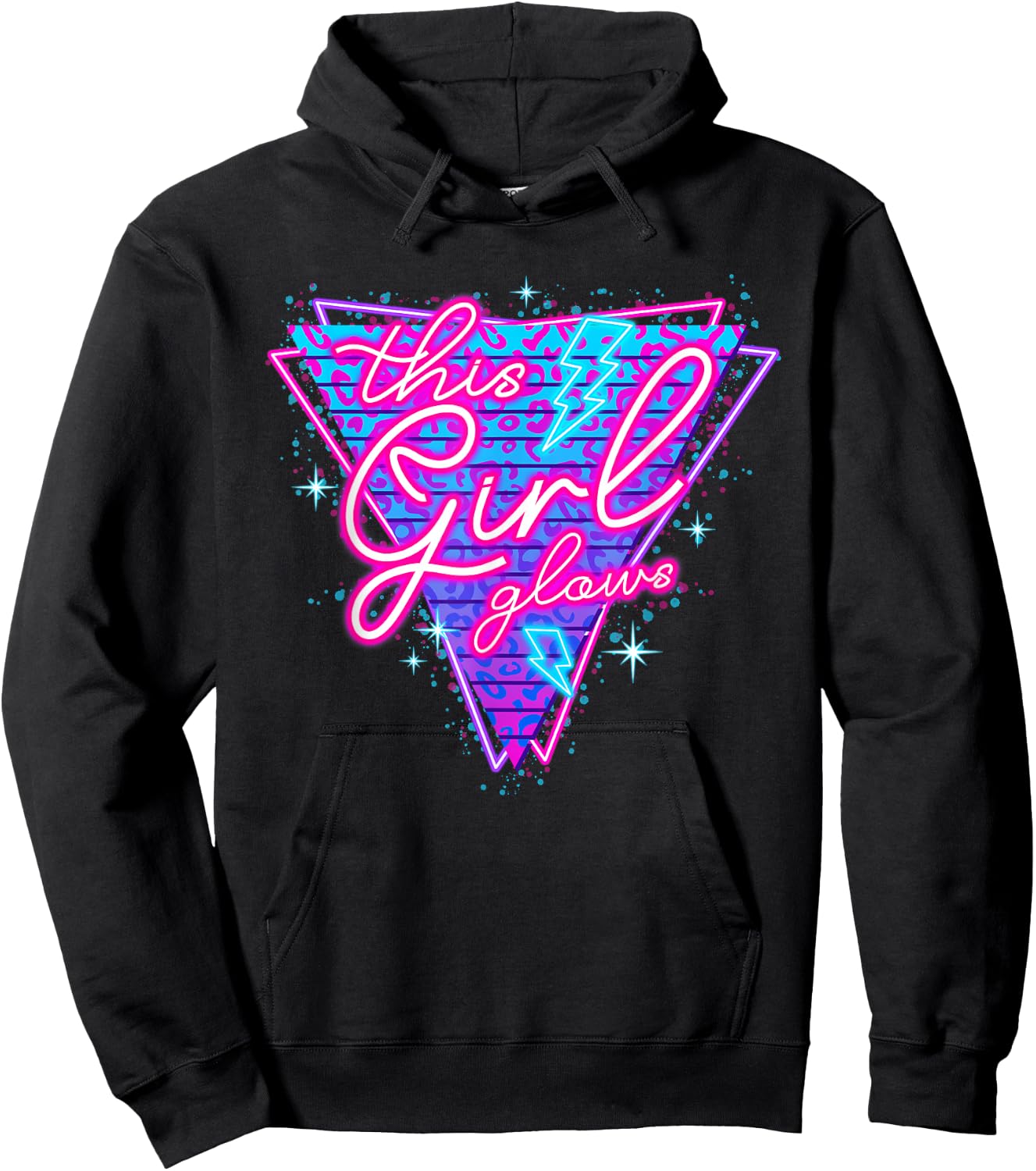 This Girl Glows for Kids Tie Dye Colors 80's and 90's Hoodie - Hoodie | Black