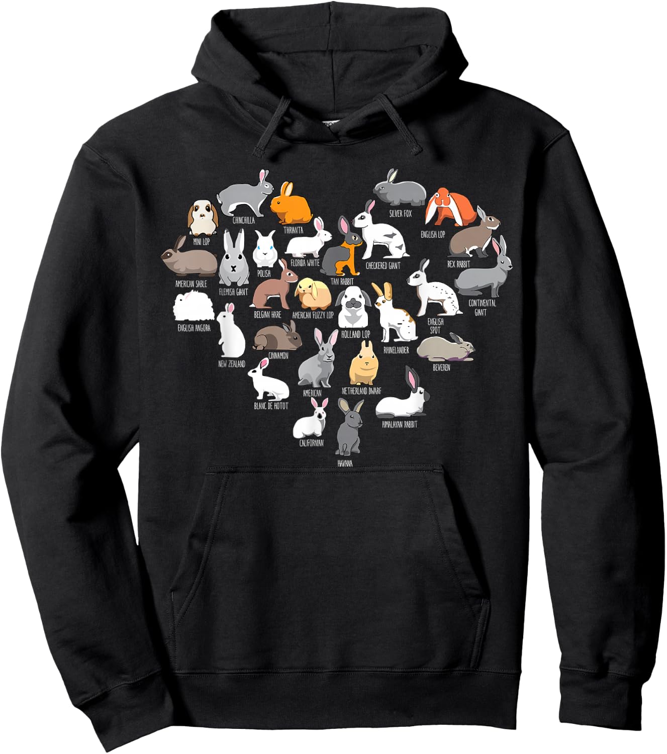Love Bunnies Funny Rabbit Heart Small Hoodie - Hoodie | Black