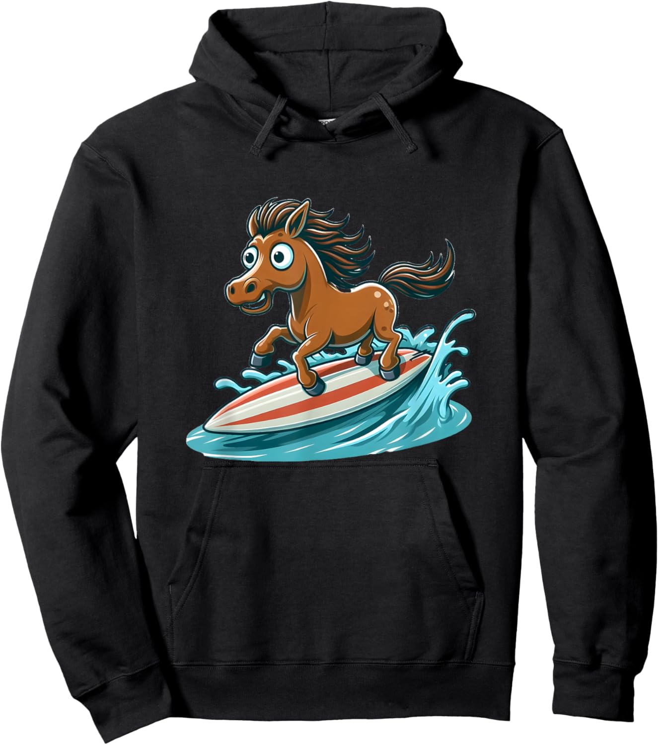 Horse Surfing on a Surfboard Hoodie - Hoodie | Black