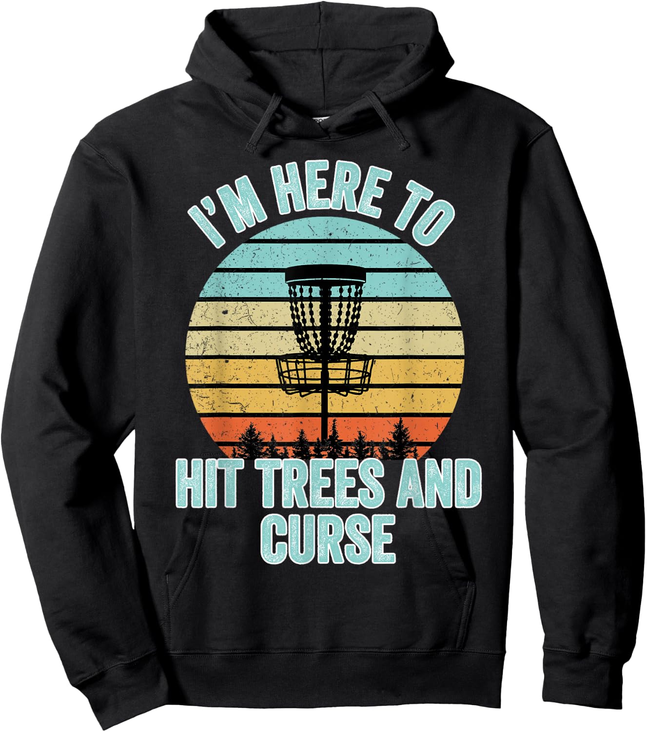 Disc Golf Shirt Funny Hit Trees and Curse Retro Disc Golf Gi Hoodie - Hoodie | Black