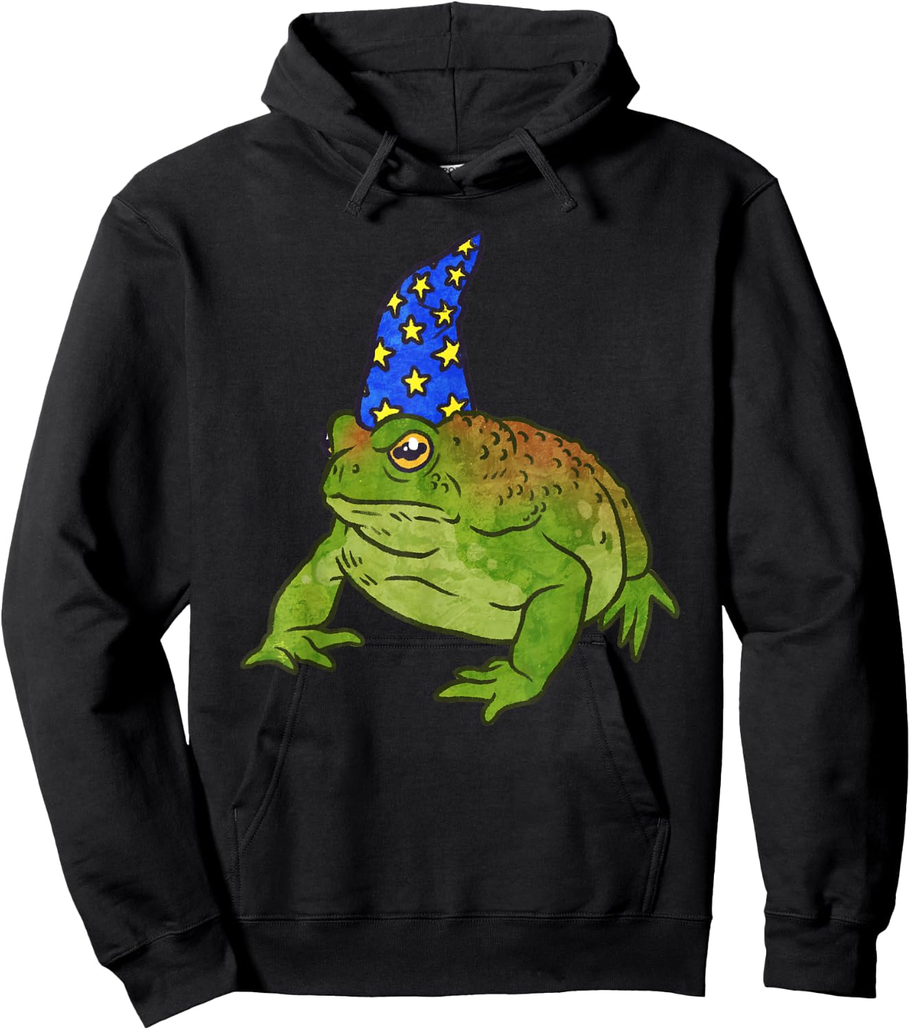 Grumpy Frog Wizard with Resting Toad Face Hoodie - Hoodie | Black