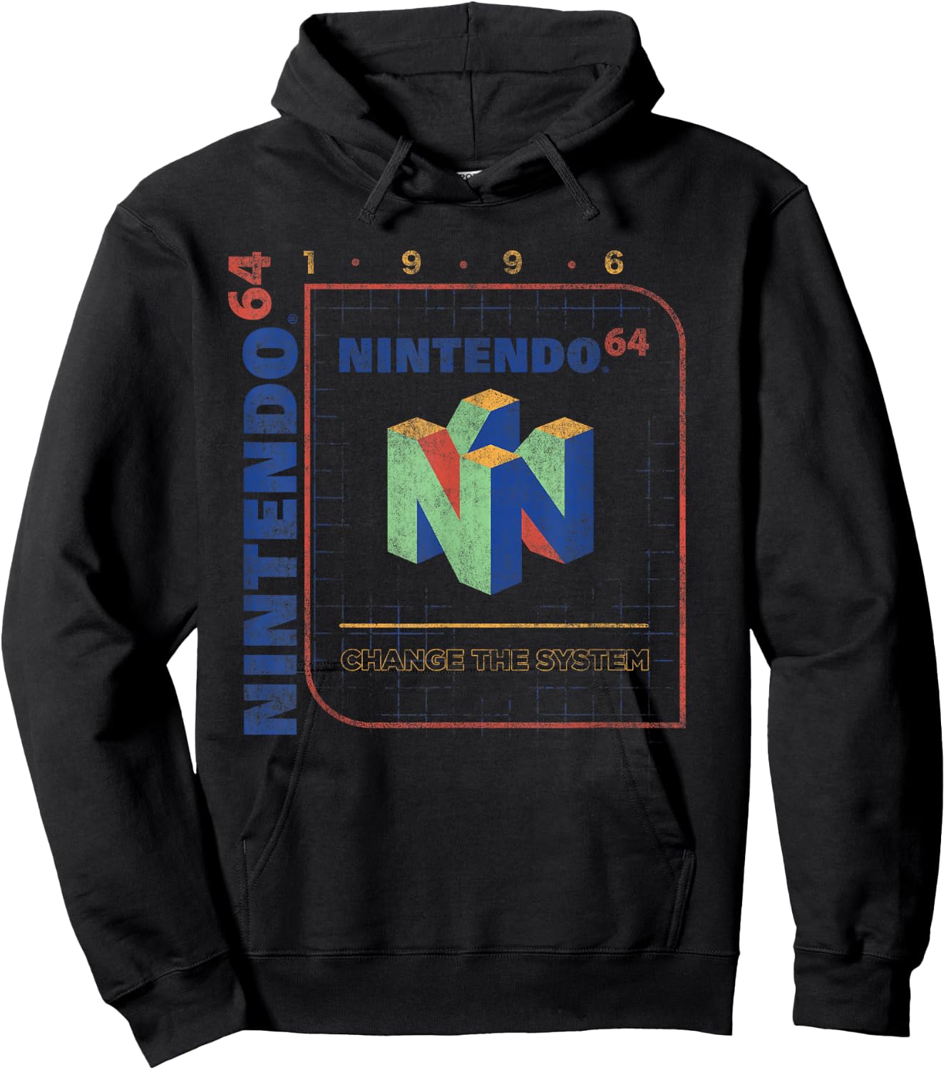 Nintendo 64 Change The System 1996 Vintage Retro Cube Logo Hoodie - Hoodie | Black