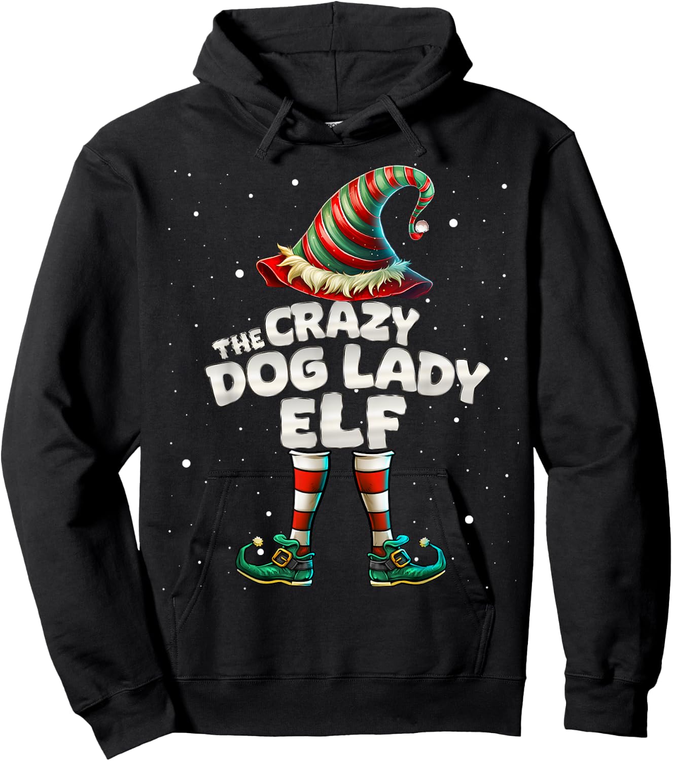 The Crazy Dog Lady Elf Family Matching Group Christmas Hoodie - Hoodie | Black