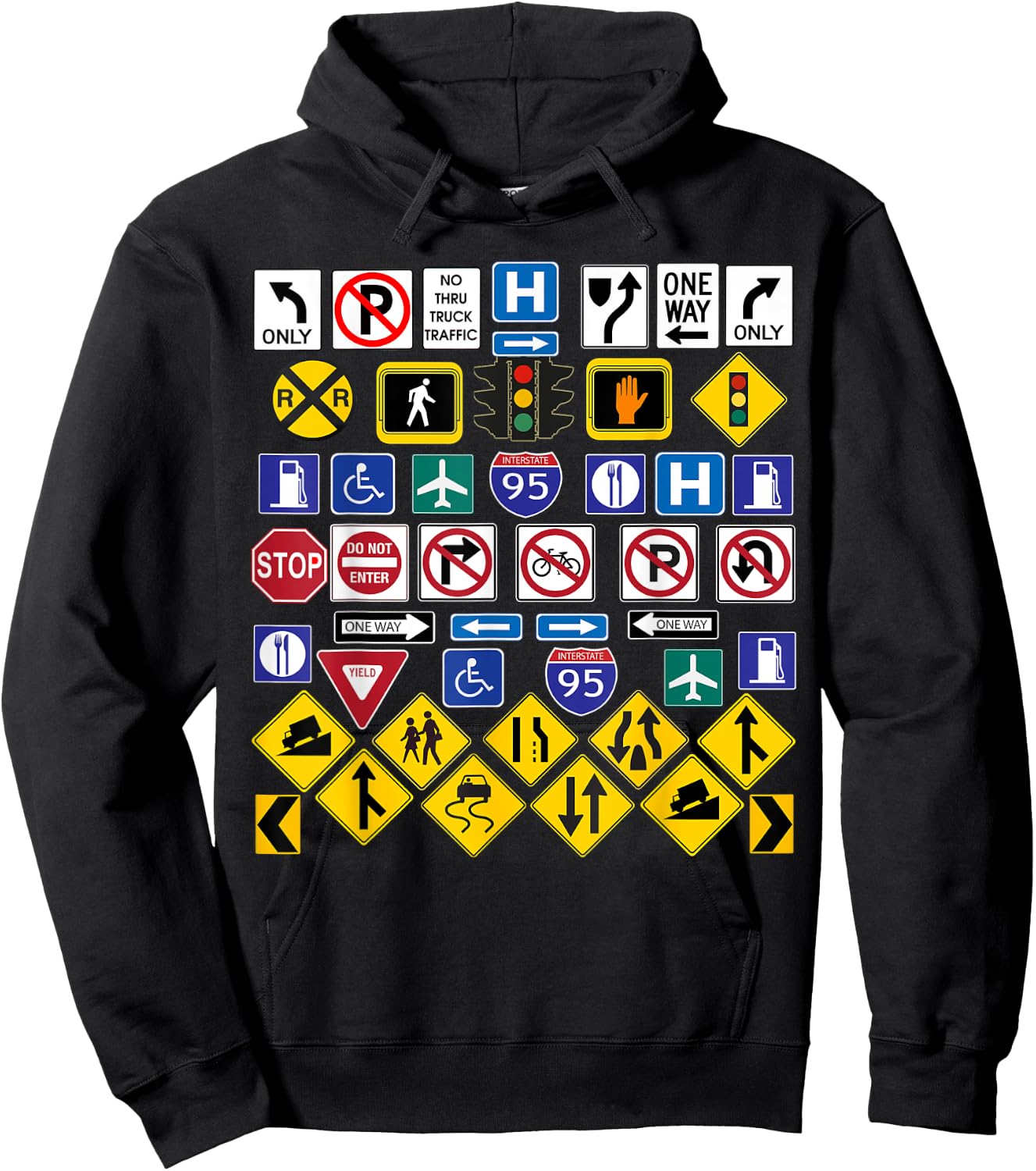 Drivers and Auto Mechanics Designs Road Signs, Regulations Signs , Small, Black Hoodie - Hoodie | Black
