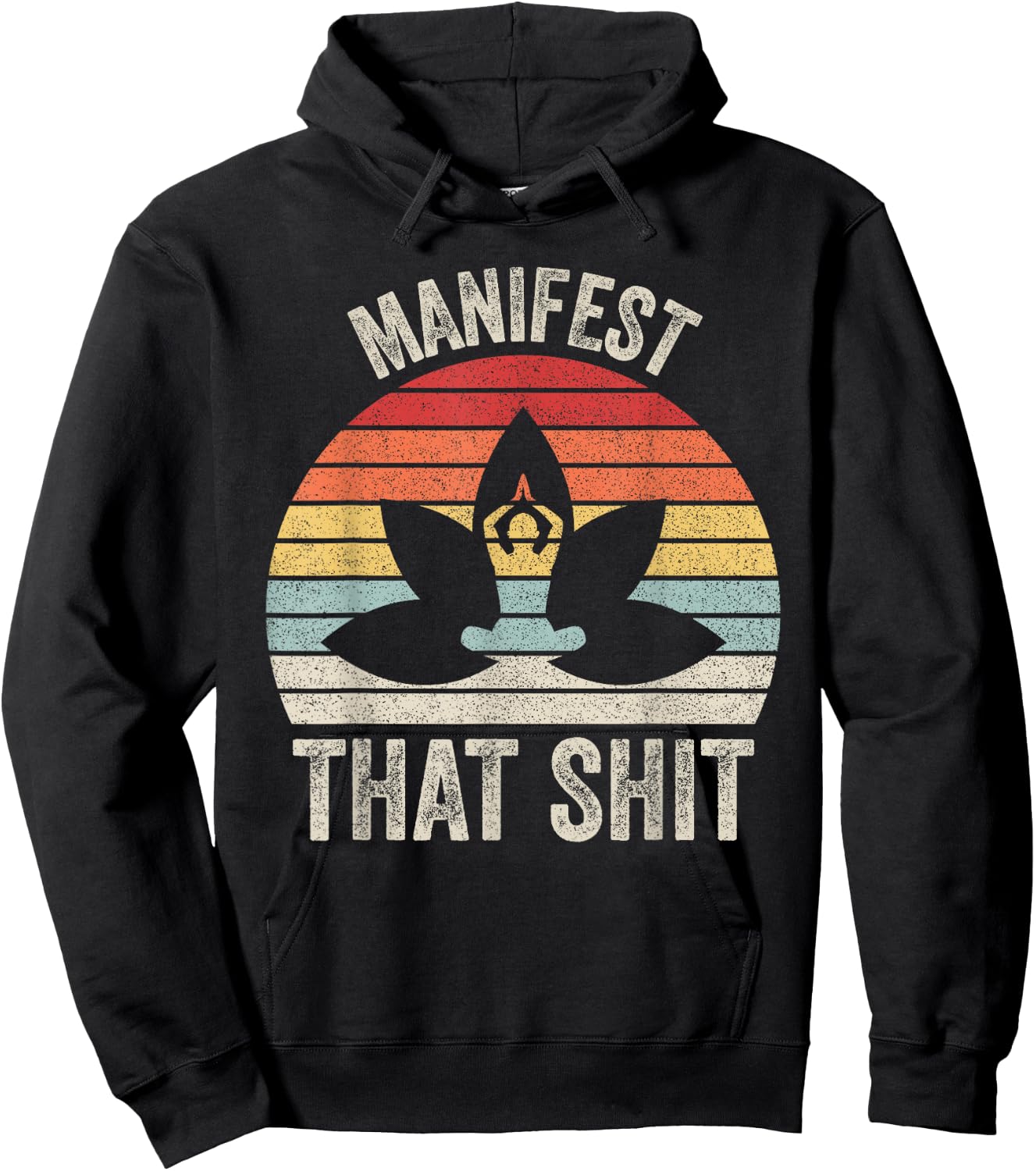 Vintage Retro Manifest That Shit Meditation Yoga Hoodie - Hoodie | Black
