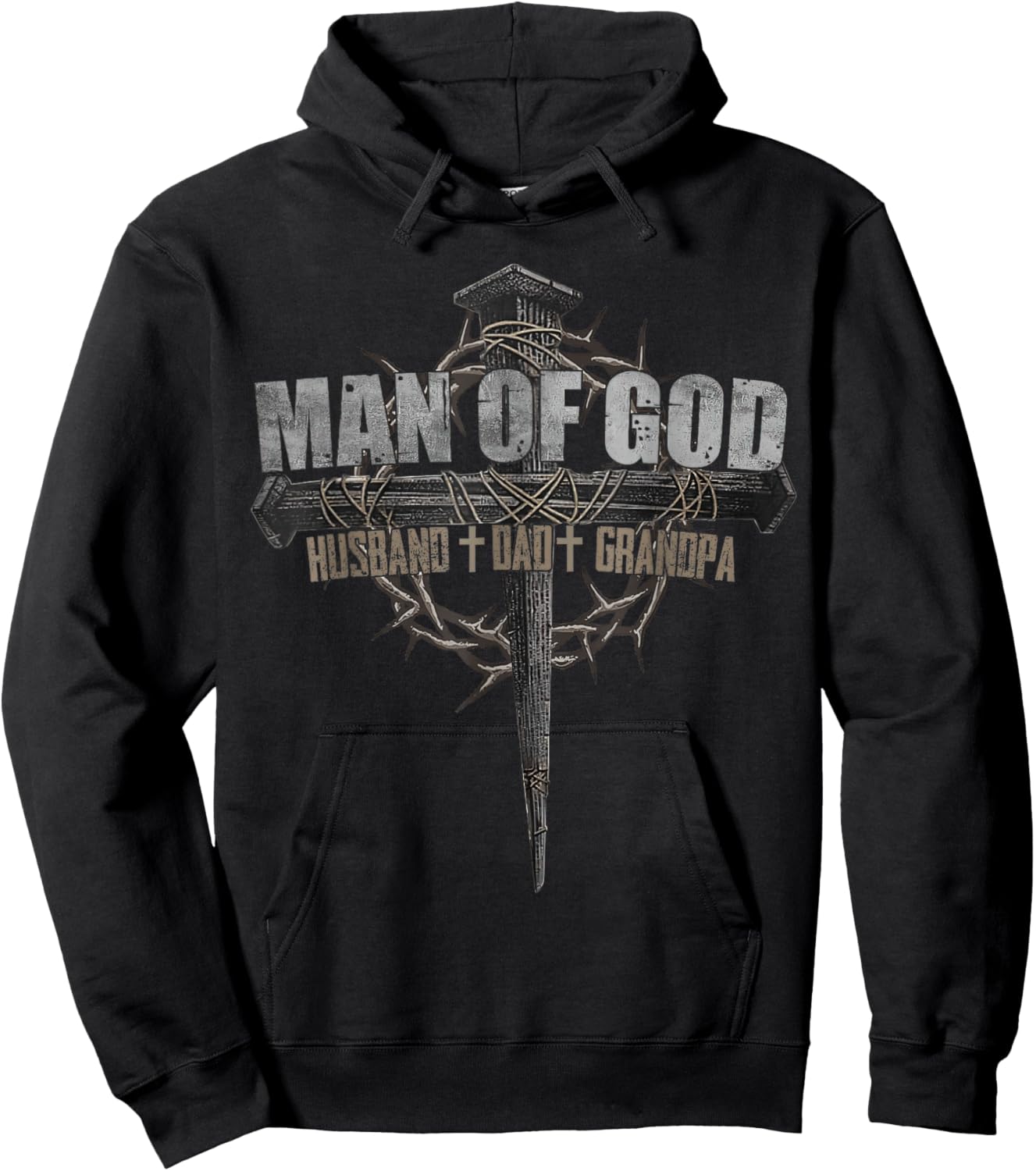 Man Of God Husband Dad Grandpa Cross Christian Hoodie - Hoodie | Black