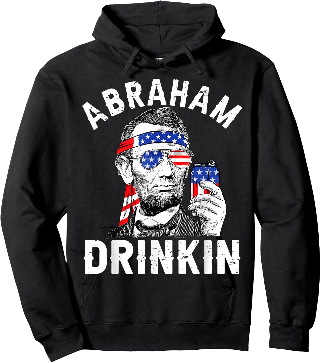 4th of July Abraham Drinking Merica Abe Lincoln Beer Lover Hoodie - Hoodie | Black