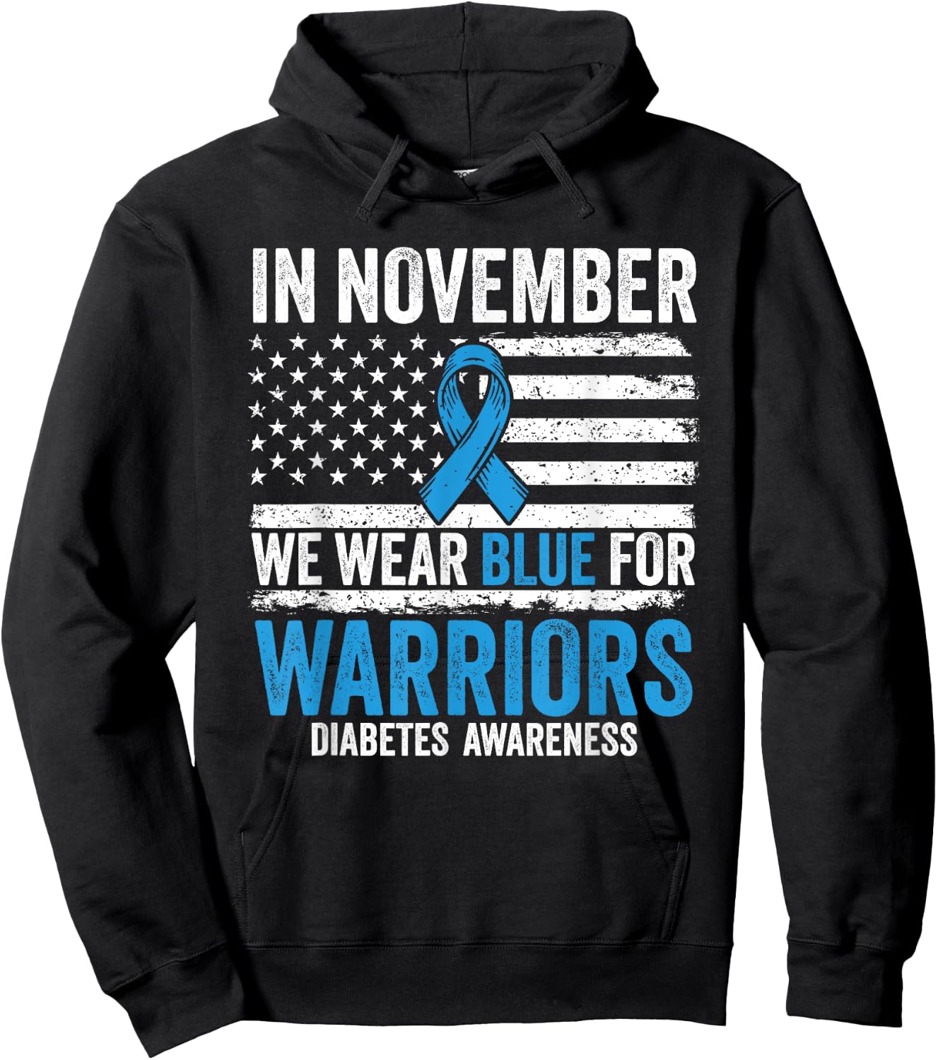 In November We Wear Blue Type 1 2 Warrior Diabetes Awareness Hoodie - Hoodie | Black