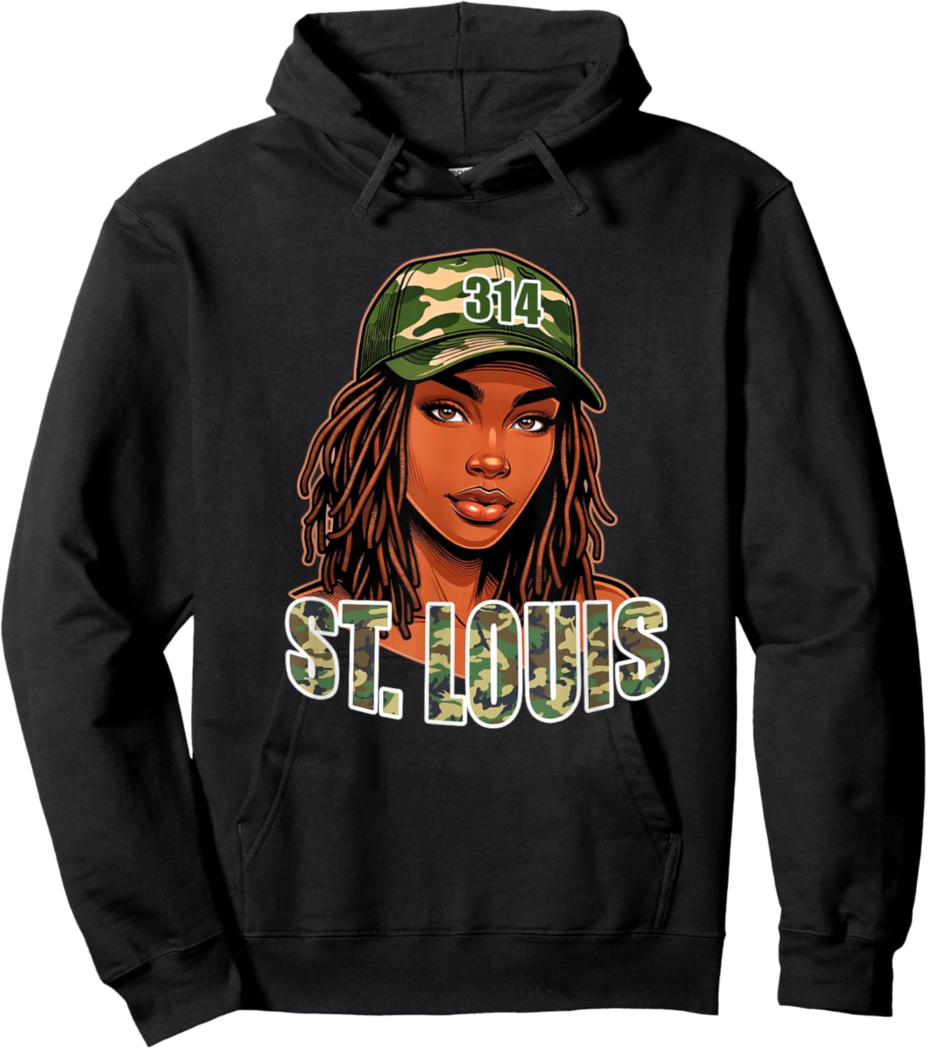 314 St. Louis Camo Hat African American Woman Hoodie - Hoodie | Black