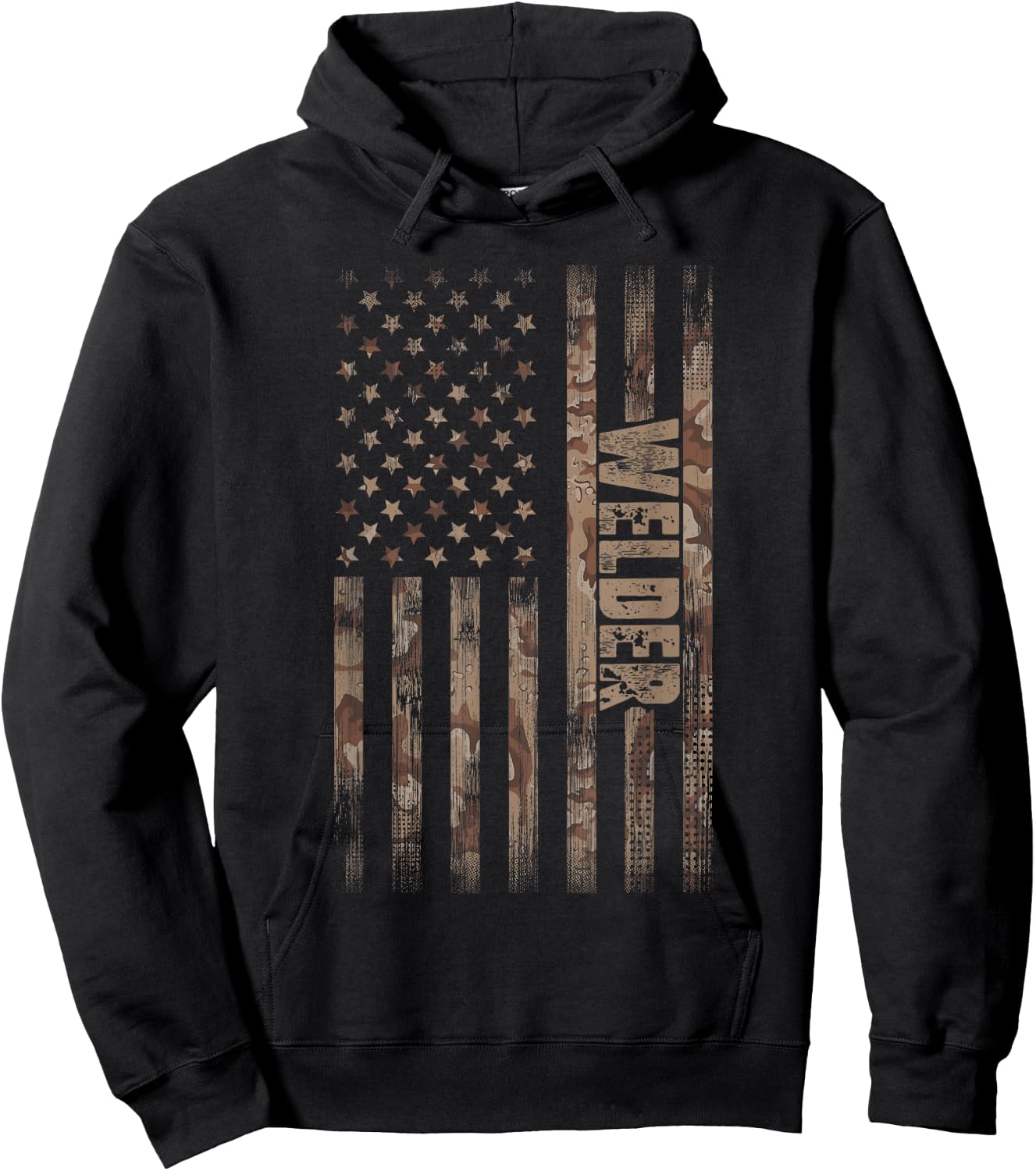 Welder American Flag Gift Welding Hoodie - Hoodie | Black