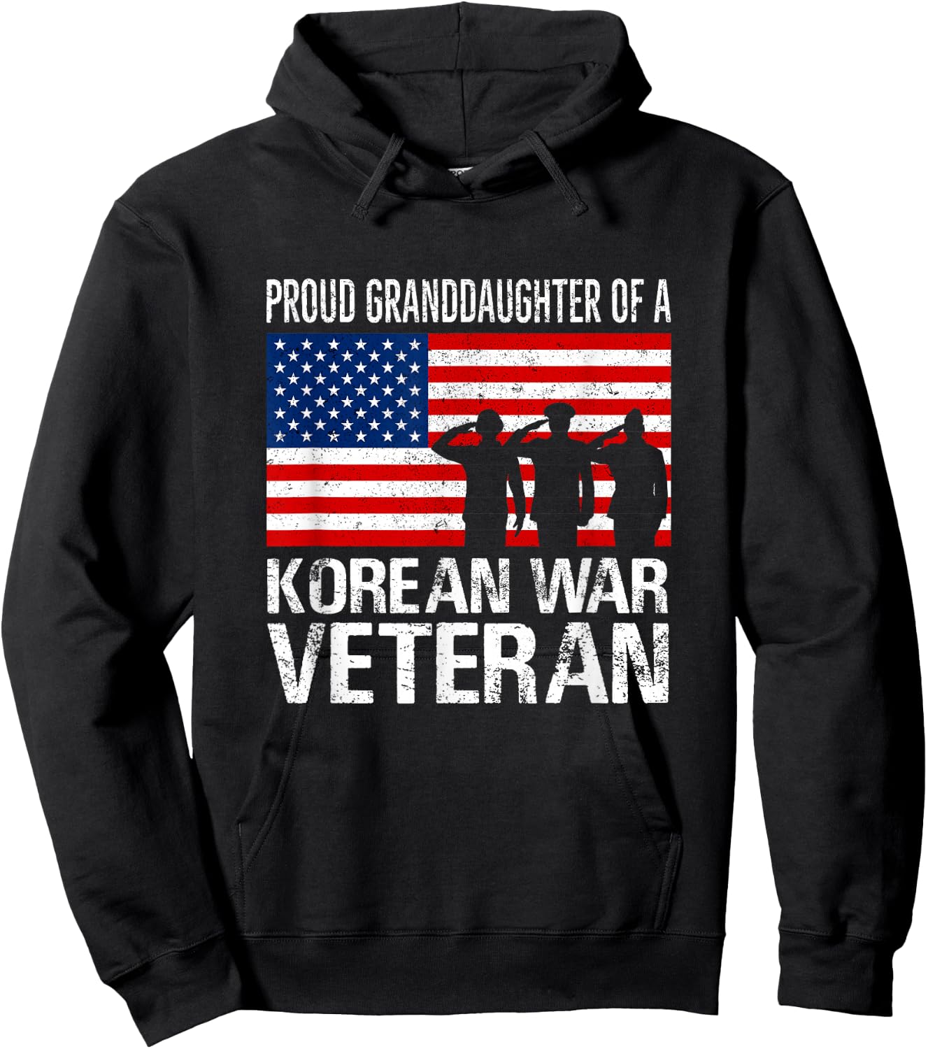 Proud Granddaughter Korean War Veteran Matching Grandfather Hoodie - Hoodie | Black