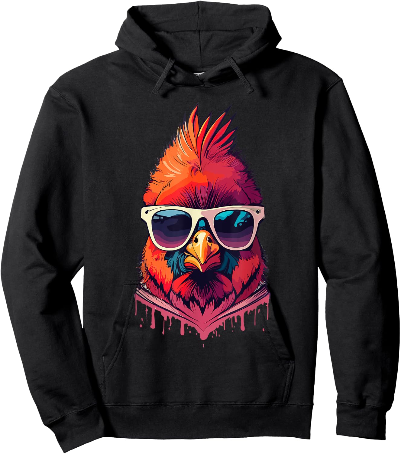 Funny Cardinal Bird Sunglasses Bird Watching Lover Print Art Hoodie - Hoodie | Black