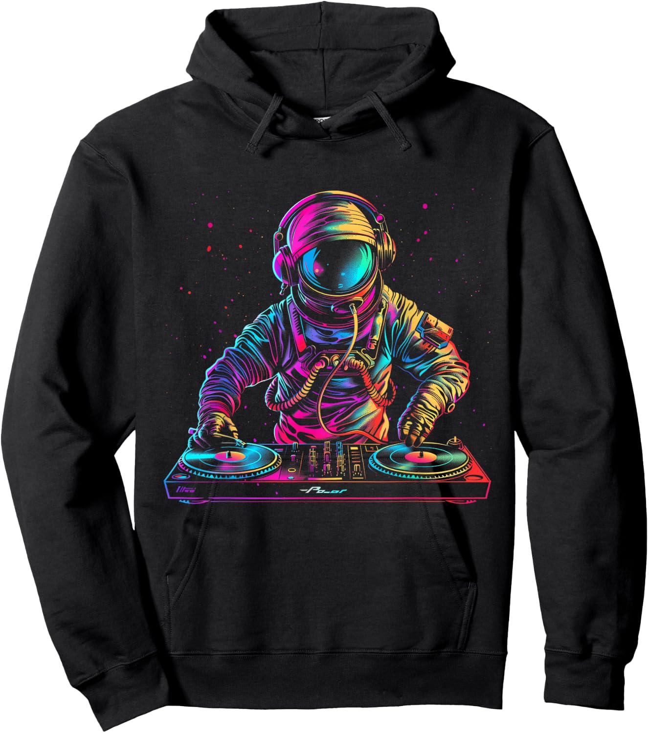 DJ Astronaut Space EDM Techno House Music Vinyl Record Hoodie - Hoodie | Black