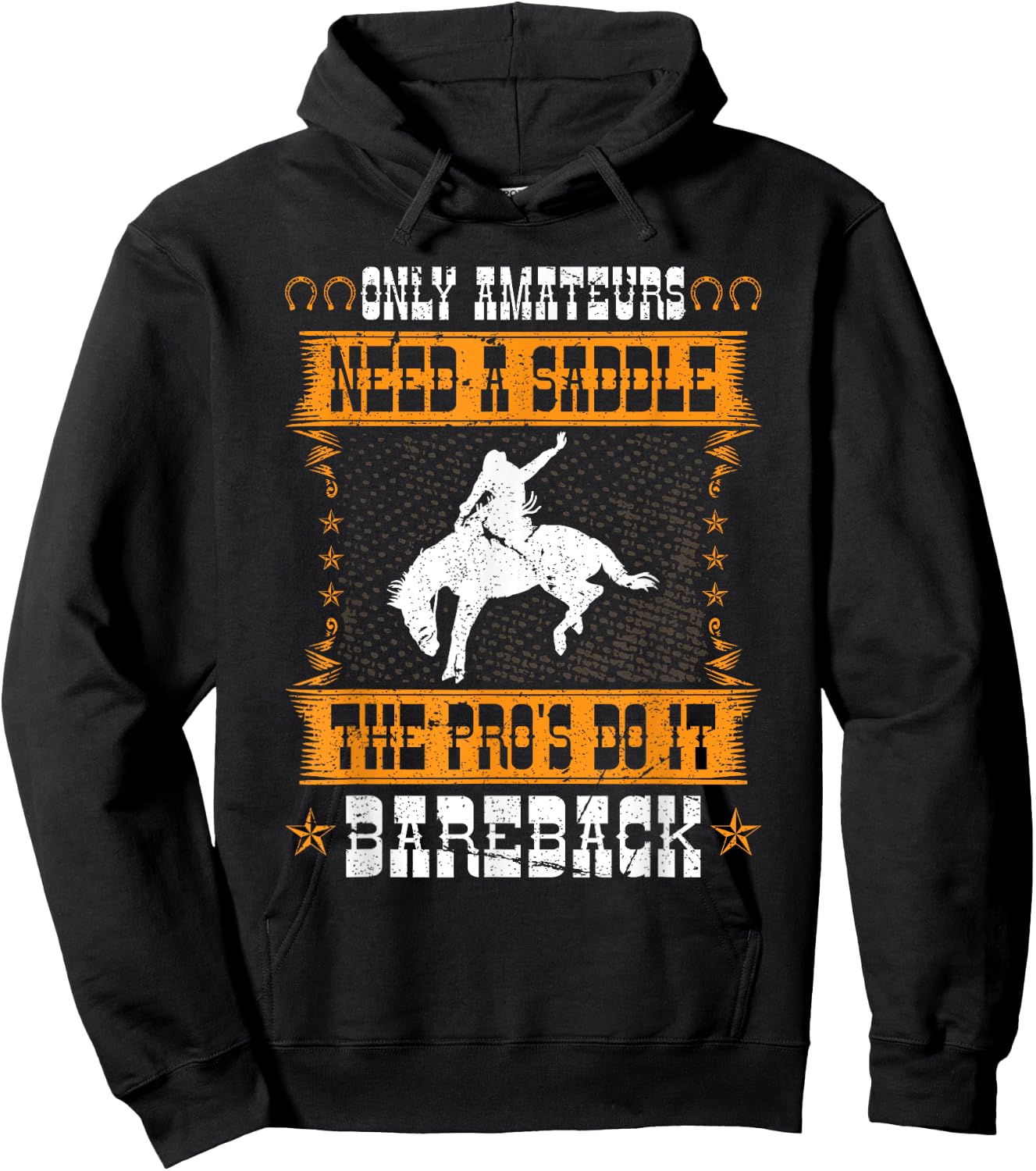 Bucking Bronco Western Rodeo Cowboy Bareback Bronc Rider Hoodie - Hoodie | Black