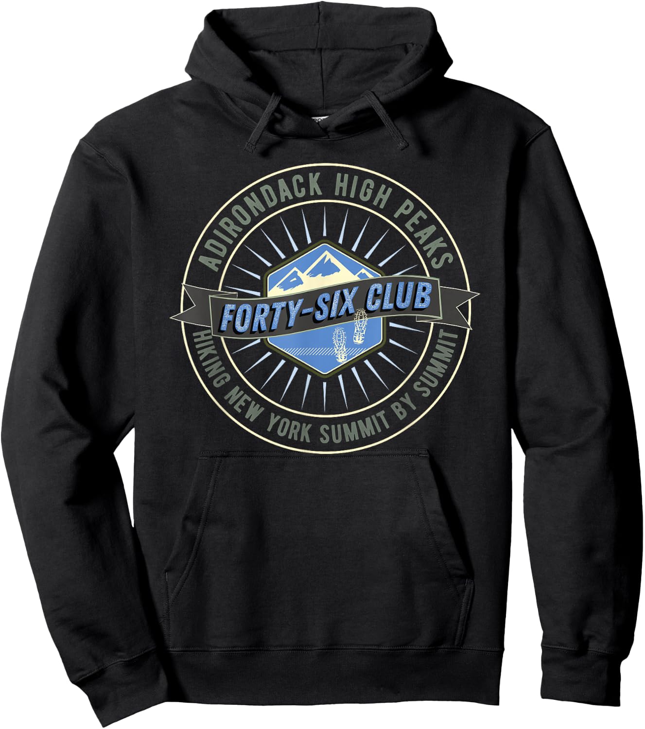 Adirondack High Peaks 46 Club New York State Hiker Hiking Hoodie - Hoodie | Black