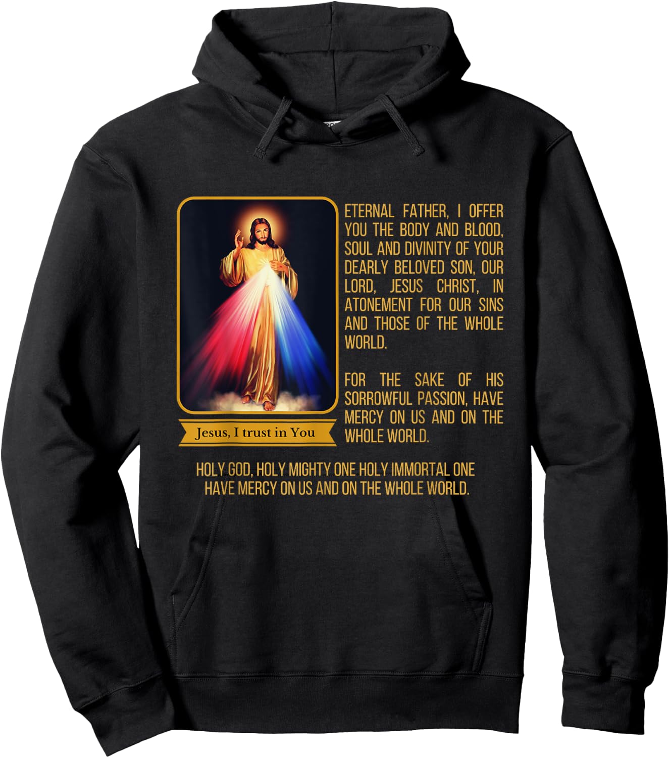 Divine Mercy Jesus Image Chaplet Novena Prayer Catholic Hoodie - Hoodie | Black