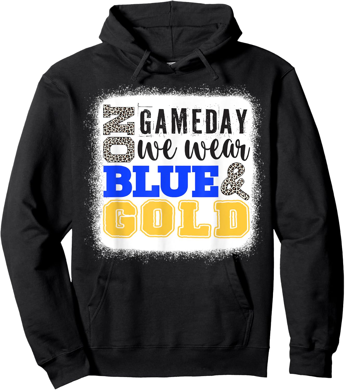 On Gameday Football We Wear Gold And Blue Leopard Print Hoodie - Hoodie | Black